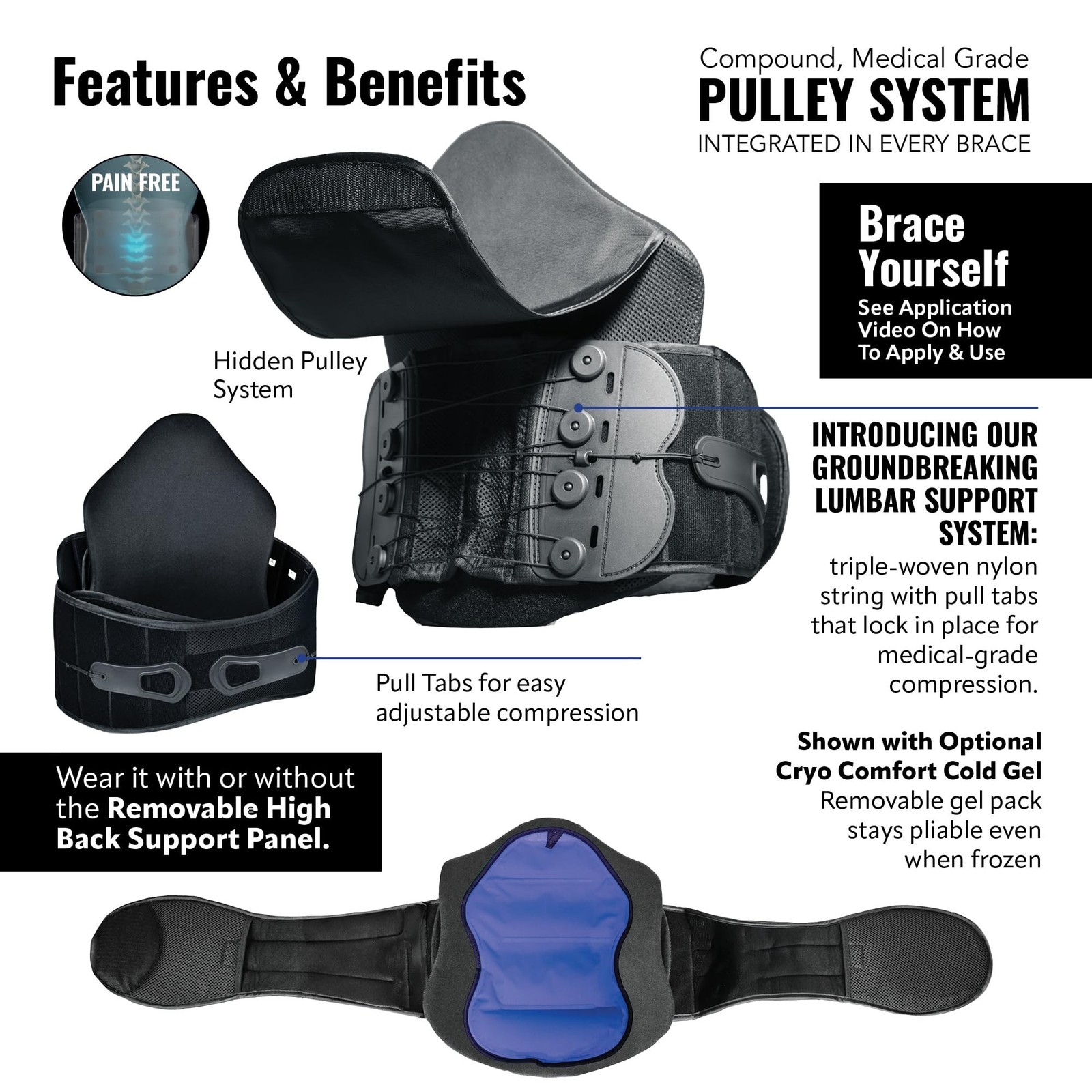 Braceapedia CompressRx Universal LSO High Back Brace – Lumbar Support Belt
