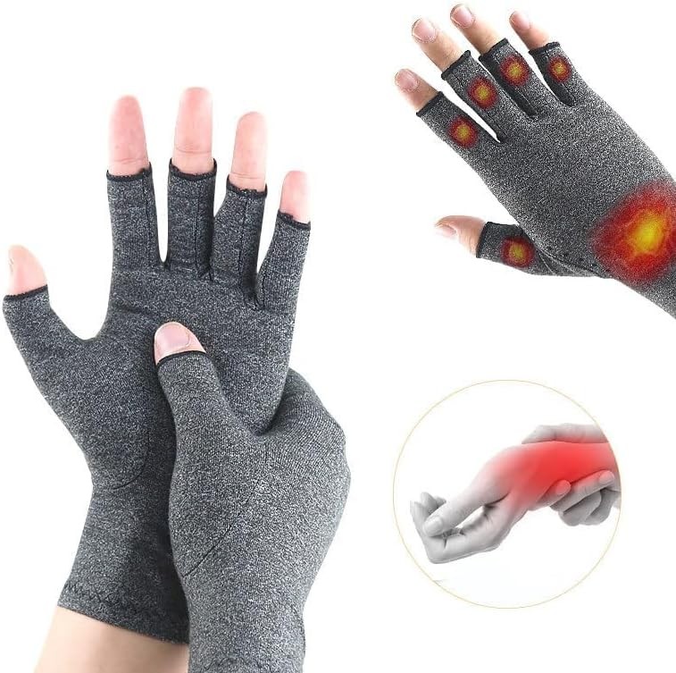 Compression Arthritis Gloves,Fingerless Carpal Tunnel Pain Relief Gloves Women M