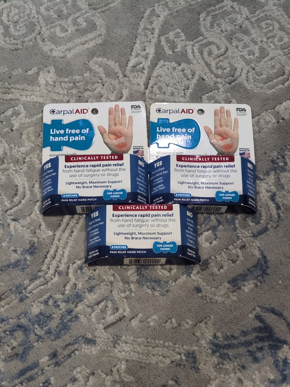 CarpalAID 18 Patches for Larger Hands Aid for Carpal Tunnel Relief Carpal Aid