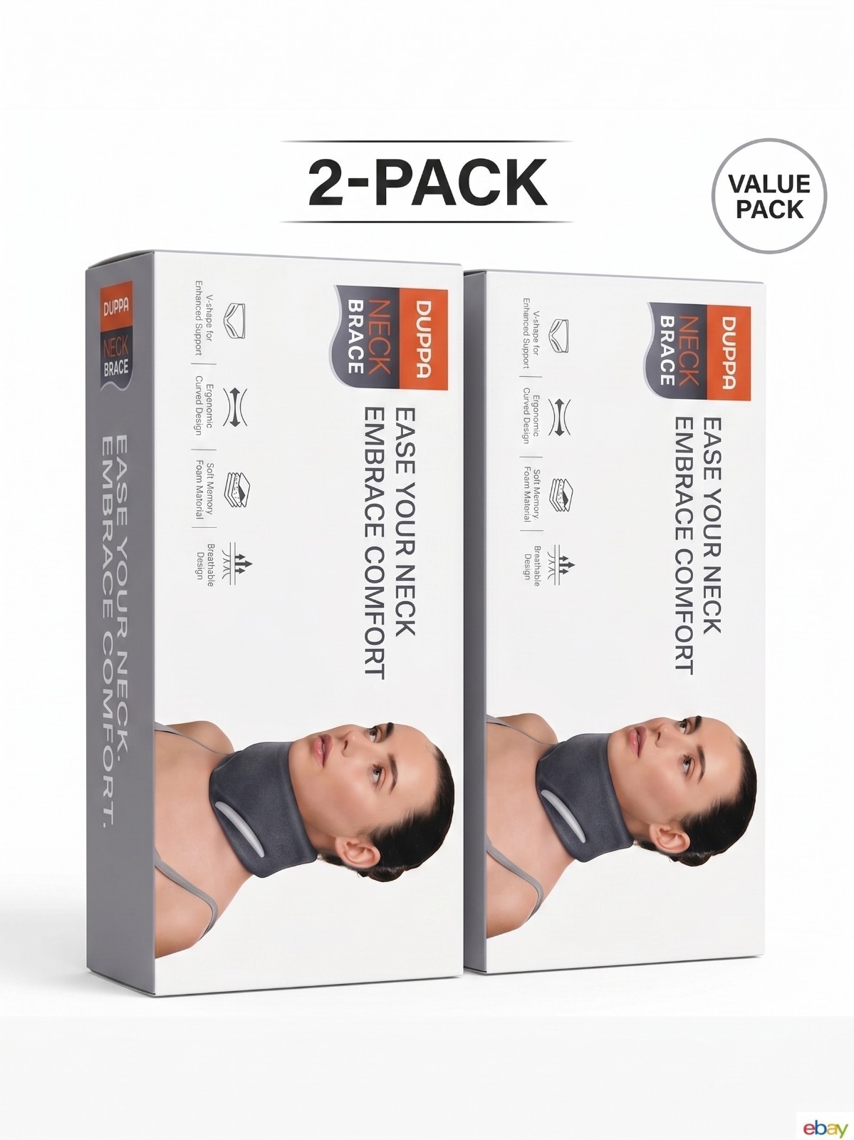 DUPPA Neck Brace For Pain & Support Soft Cervical Collar Blue 18.3×4.9in
