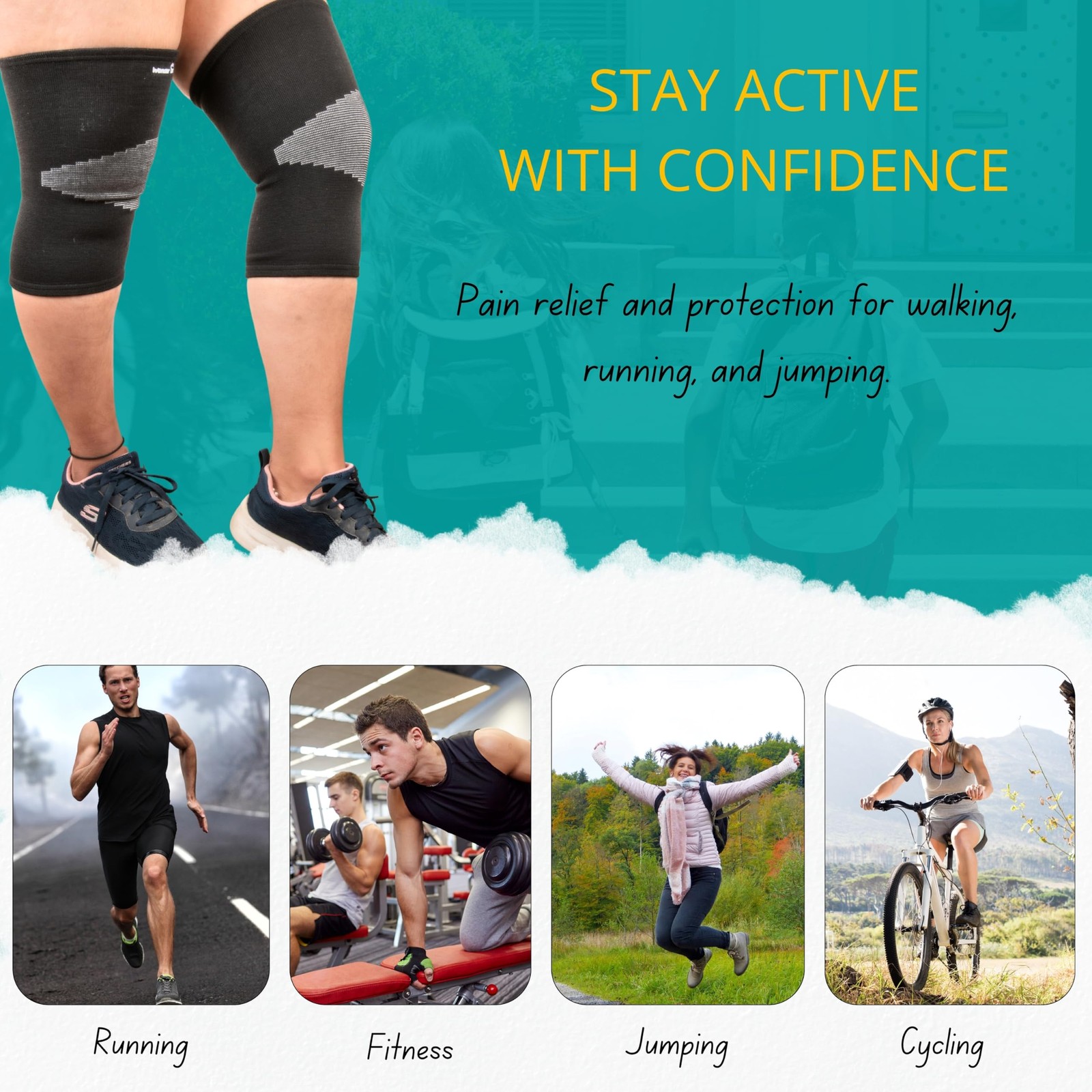 Wonder Care 2-Pack Bamboo Knee Compression Sleeve for Men and Women, Compress…