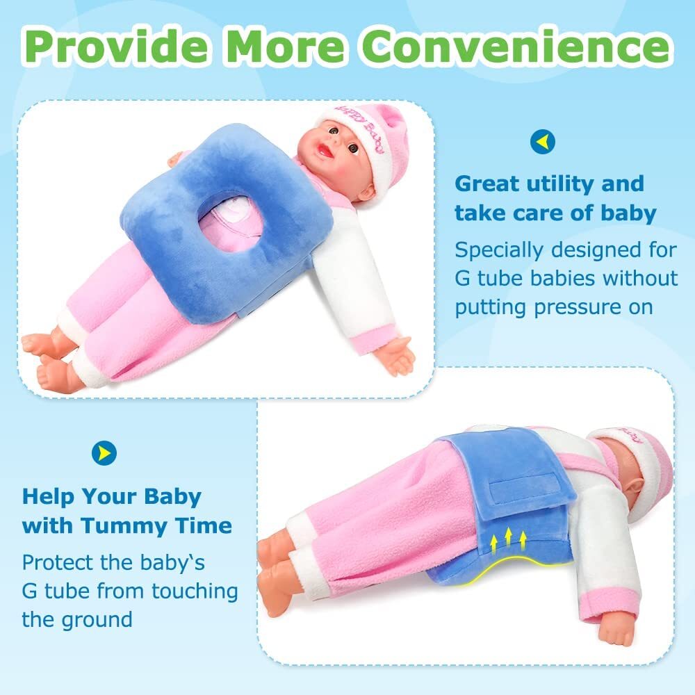 G Tube Tummy Time Pillow for Baby Feeding Tube Belt Pad Pillow with A Hole