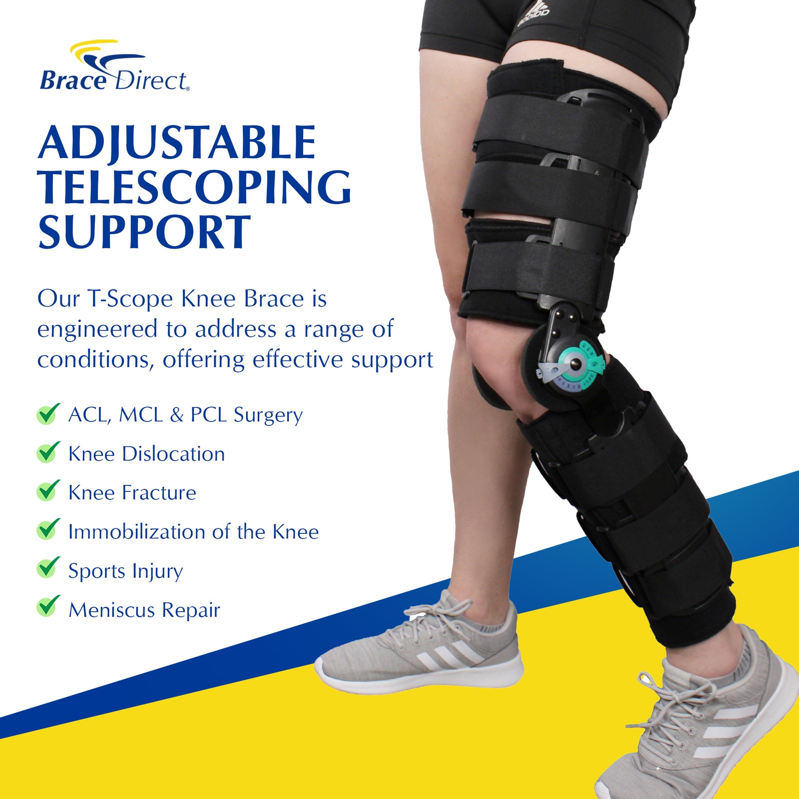 Knee Post Op ROM T Scope Brace for ACL, MCL, PCL