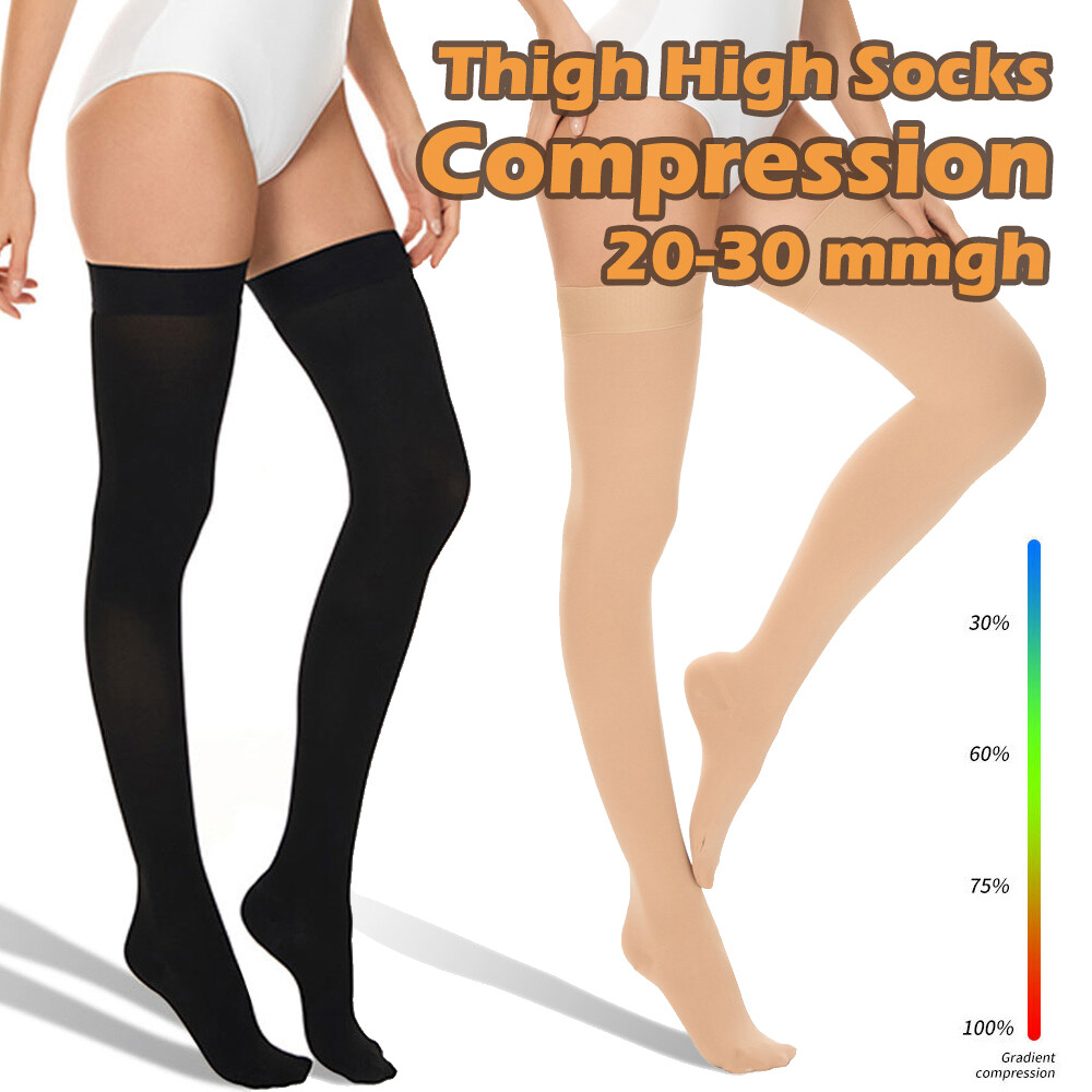 Women Thigh-High Silk Stockings Long Socks Non-Slip Compression Socks 20-30 mmHg
