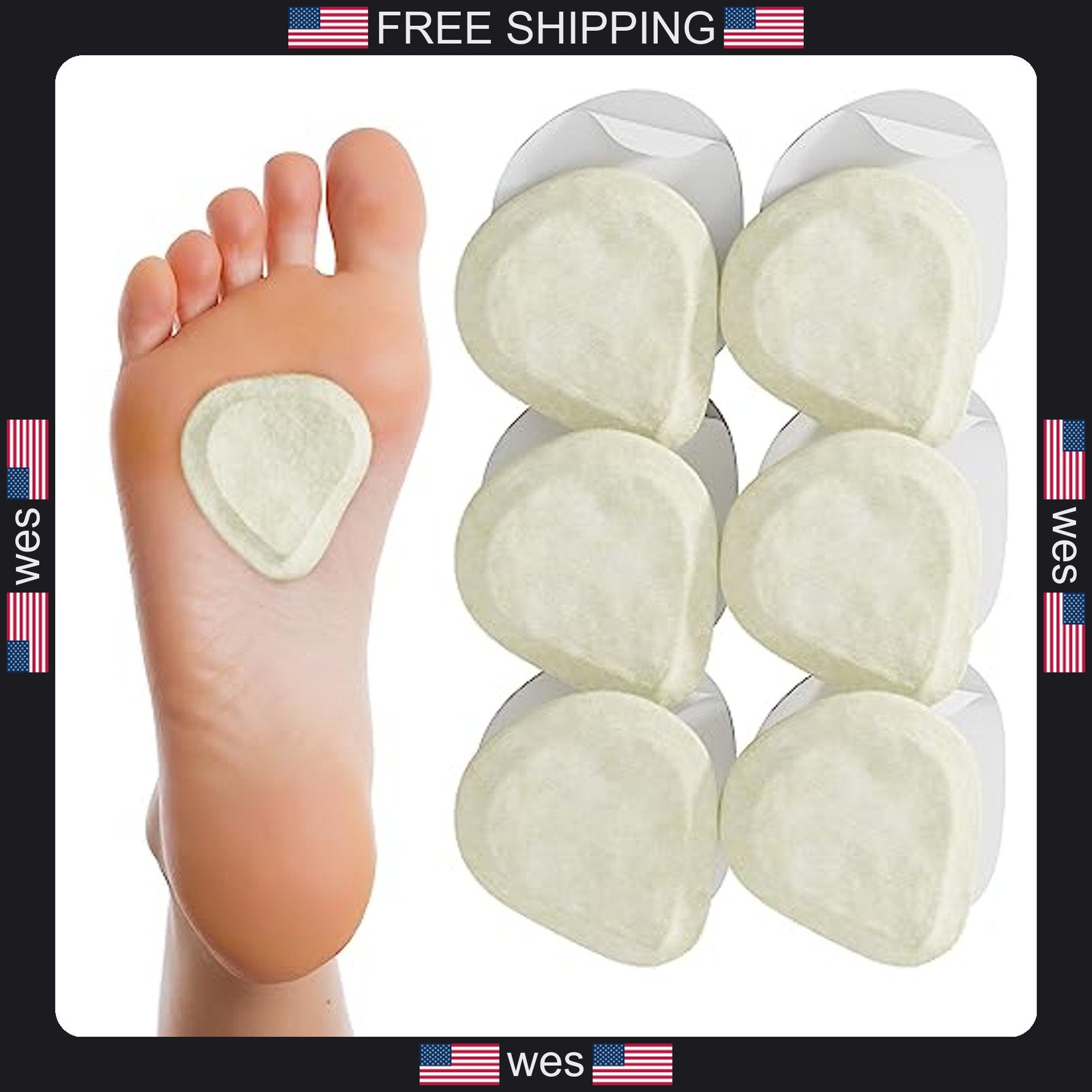 Metatarsal Felt Foot Pad 1/4 inch Thick for Women and Men 6 Pairs