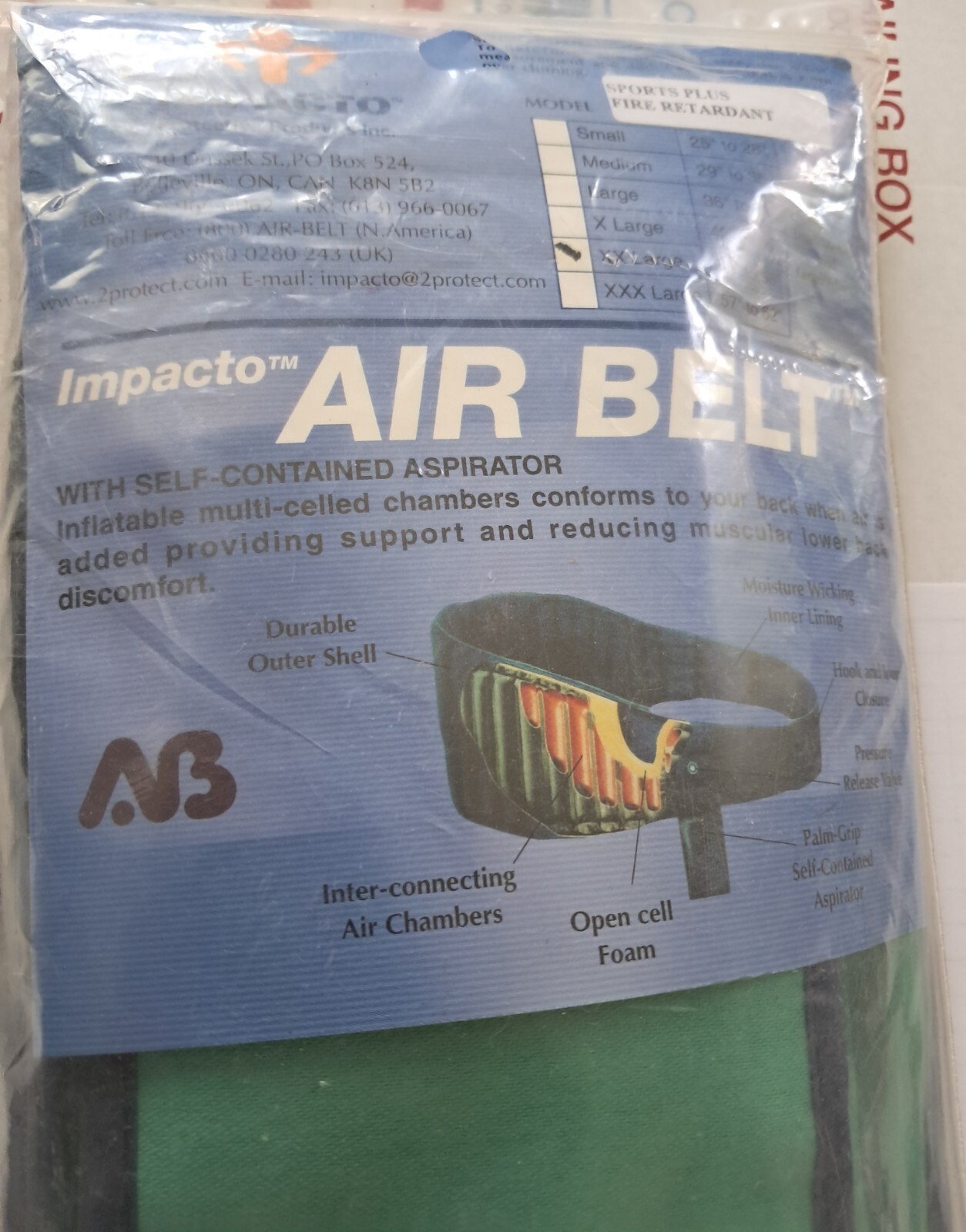 Impacto Air Belt Sport Plus Back Support Brand New Size XXL Safety
