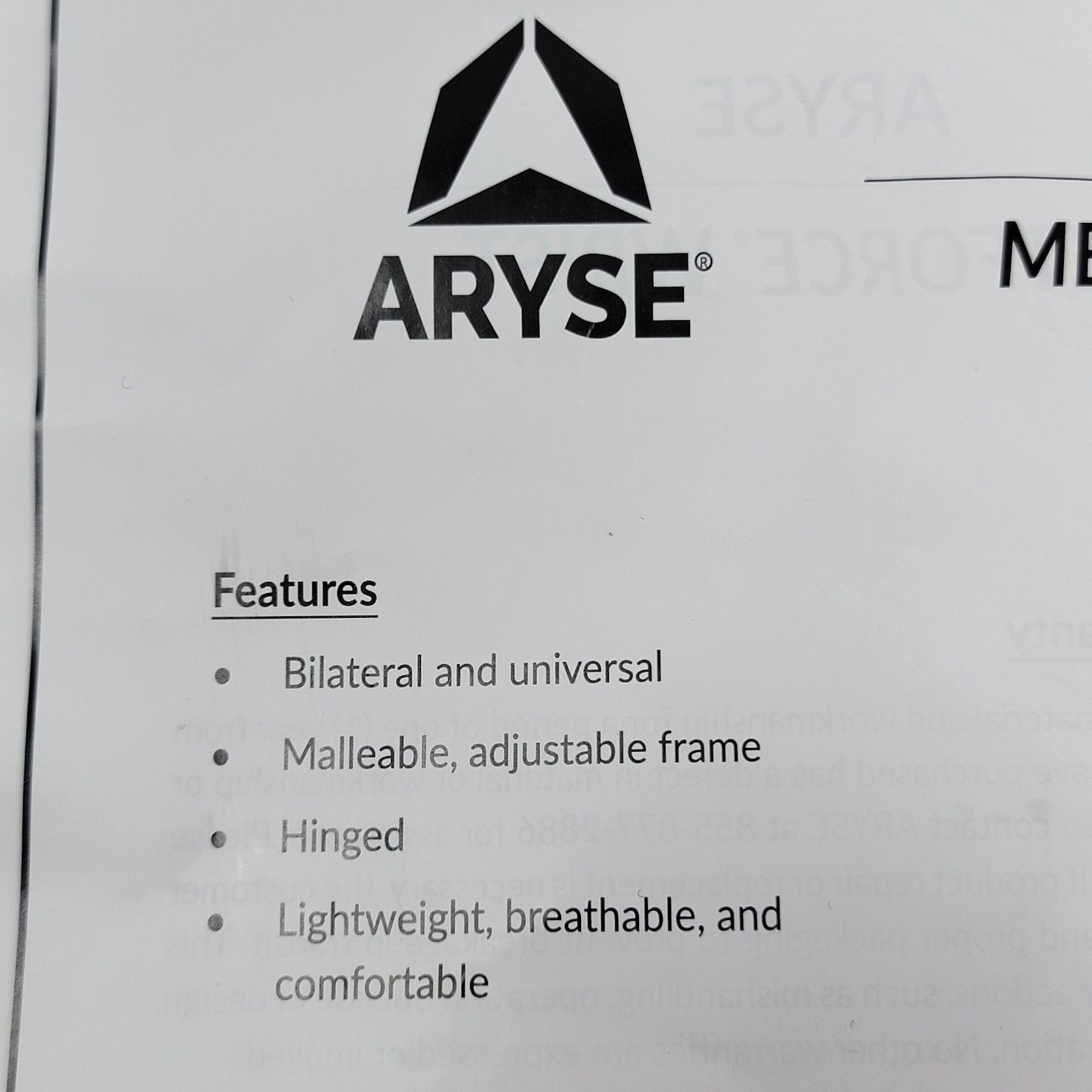 New! Aryse Metforce Adult Wrist Brace AY-39 Right or Left, Size U / Universal