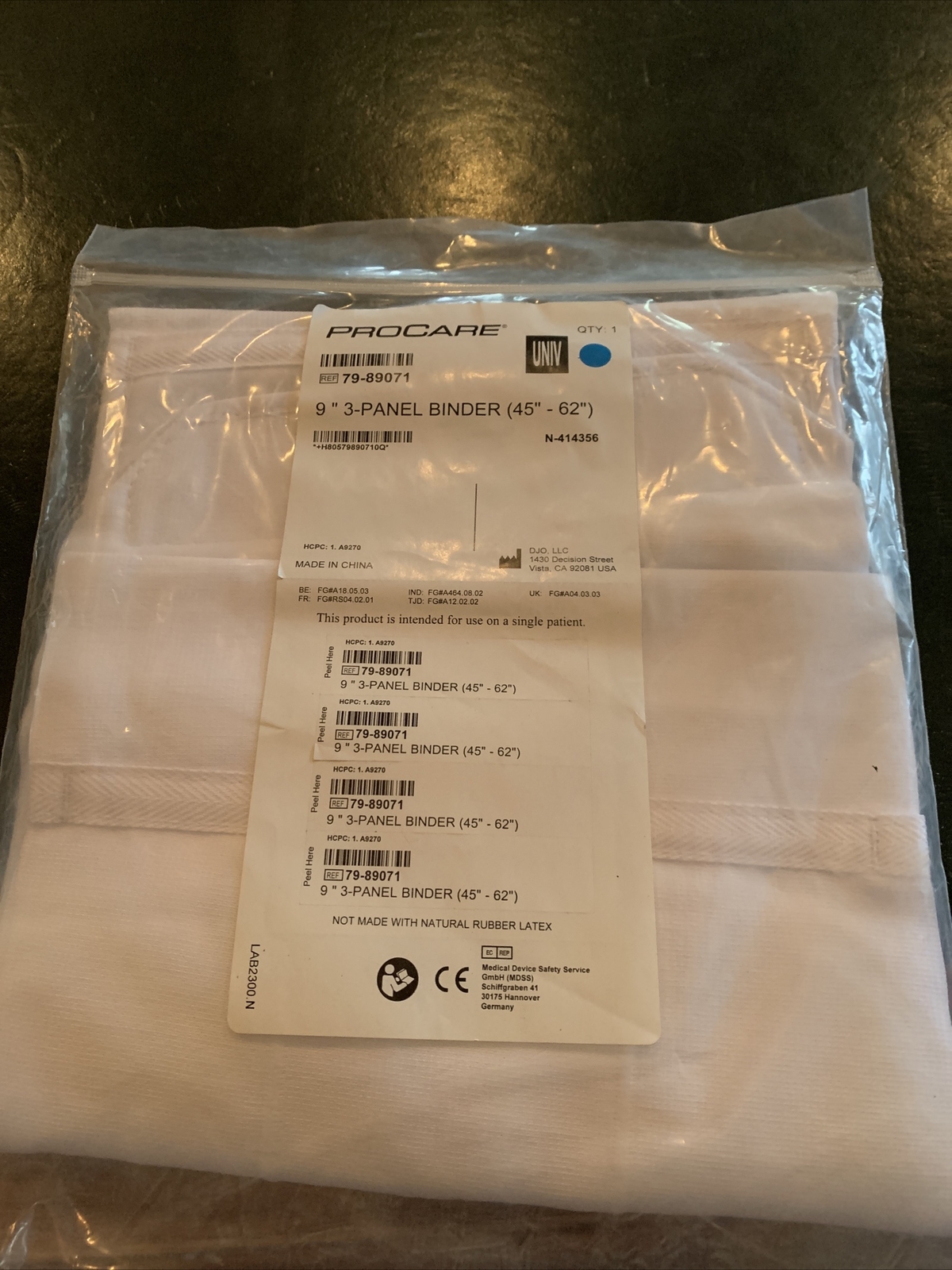 Procare 79-89071, 9″ 3-Panel Binder (45″-62″) Abdominal Support