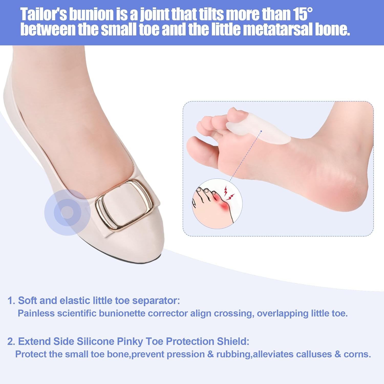 Pinky Toe Gel Bunion Protector 6 Piece Tailors Bunion Corrector Little Toe Separ