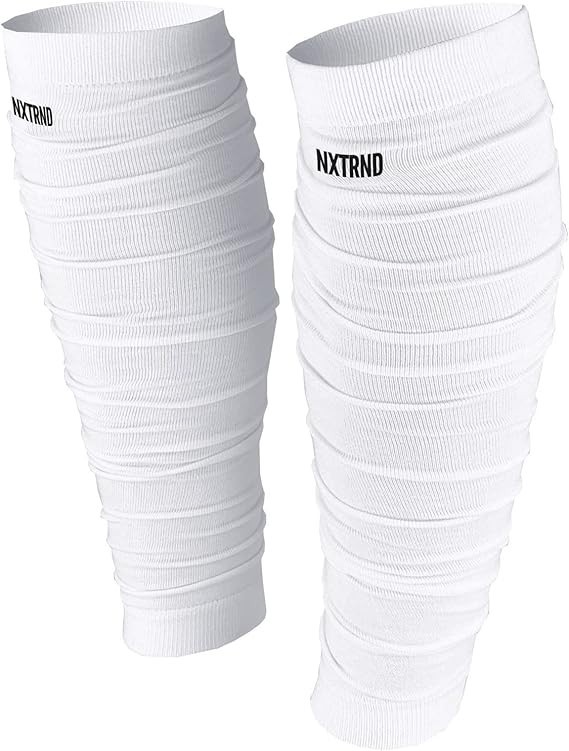 Nxtrnd Football Leg Sleeves Calf Sleeves for Men & Boys Sold as a Pair White