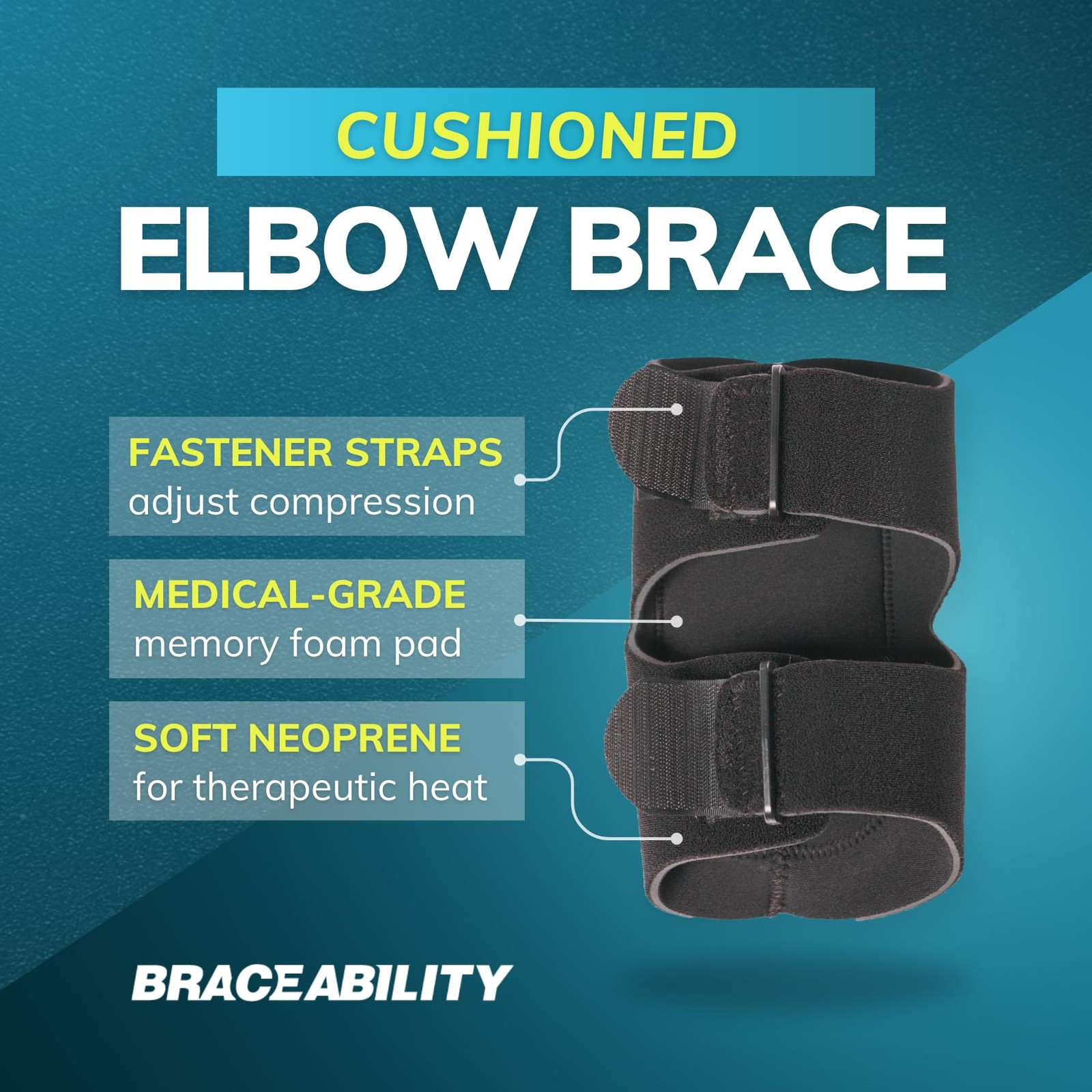 BraceAbility Bursitis Elbow Pad Brace | Compression Arm Sleeve S/M, Black