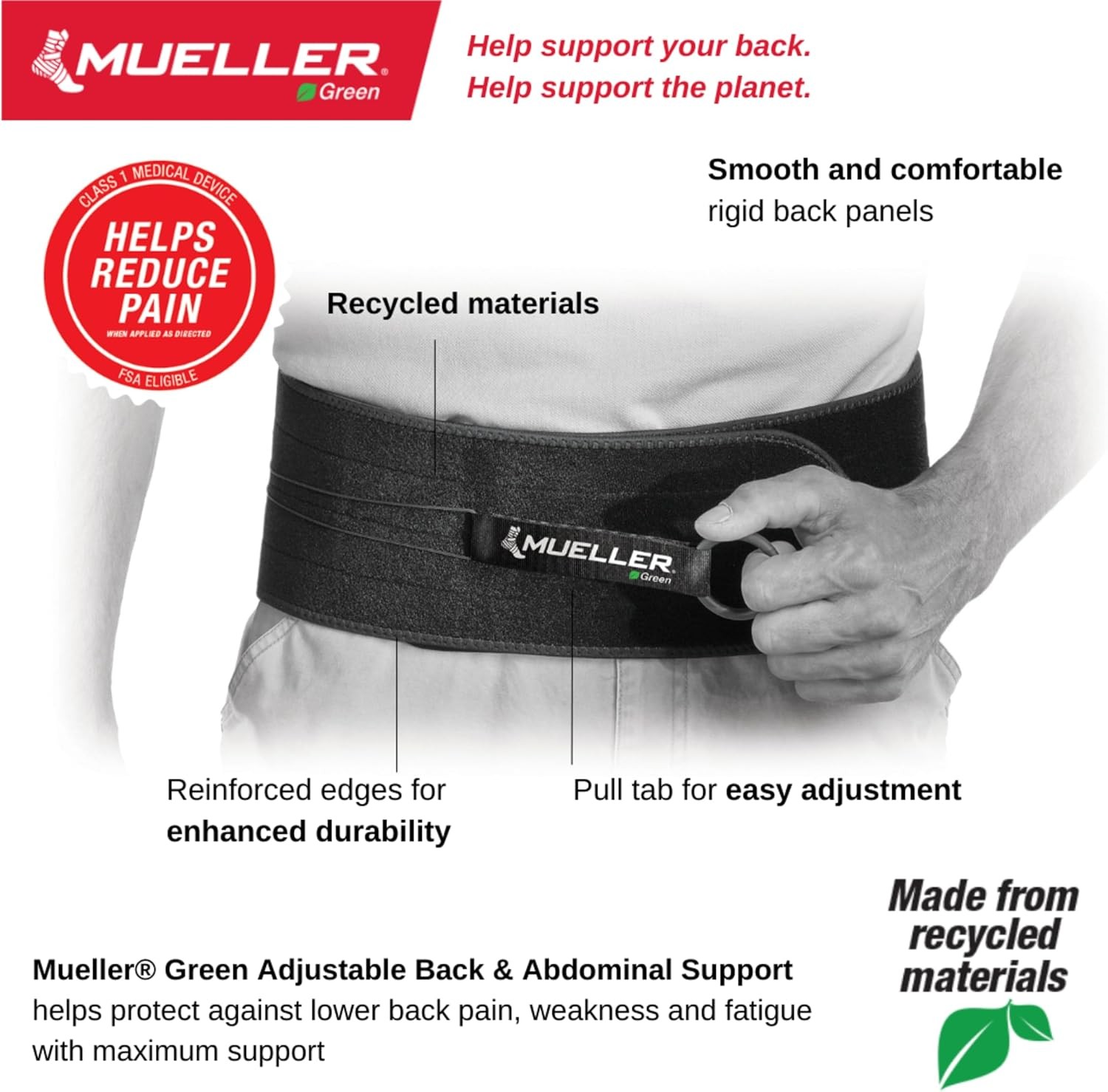 MLR Adjustable Back & Abdominal Support Black One Size