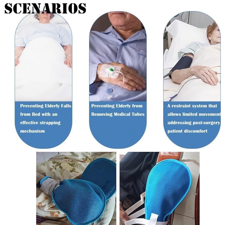 Restraint Gloves Mitts for Dementia & Alzheimer’s Patients – Soft Padded Safe…