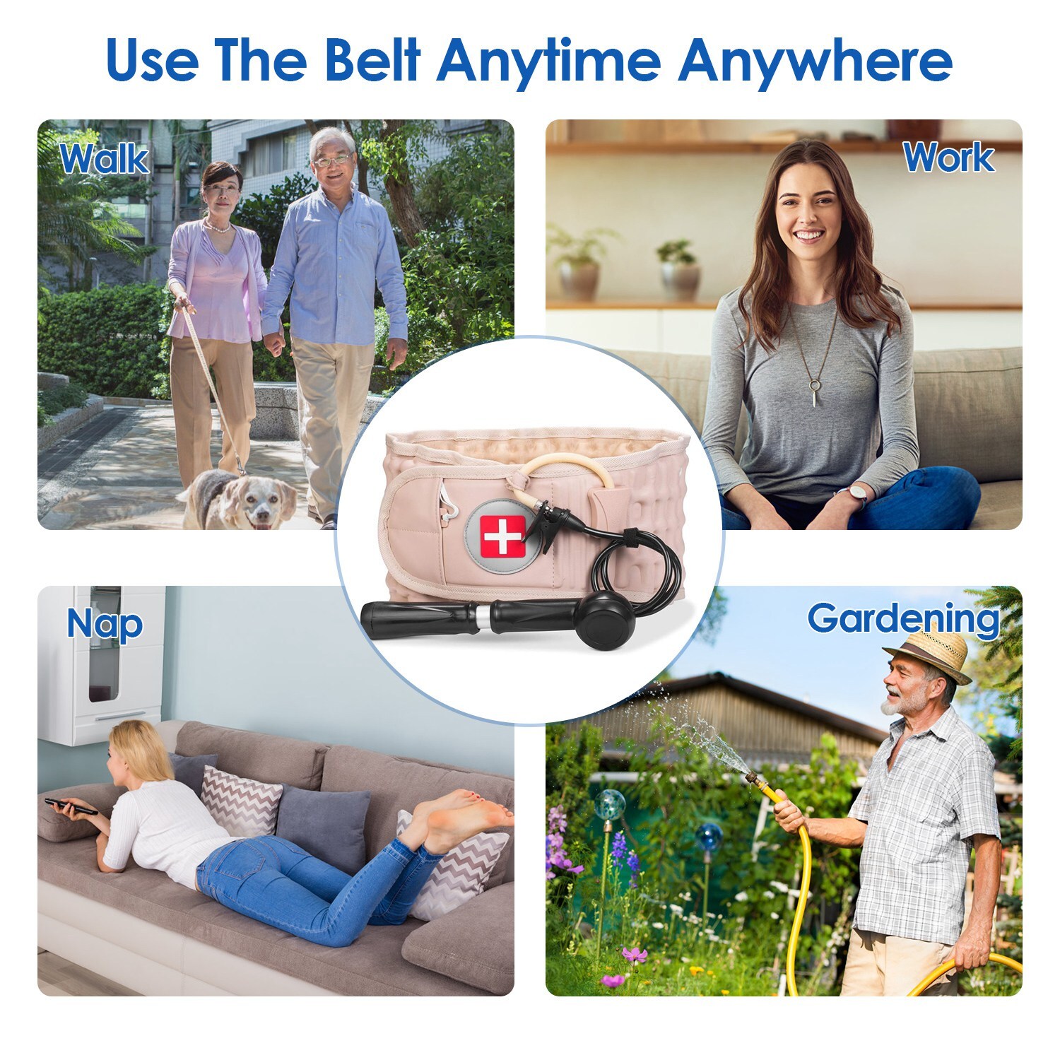 Decompression Back Belt Lumbar Support Belt Inflatable Traction for Women Men