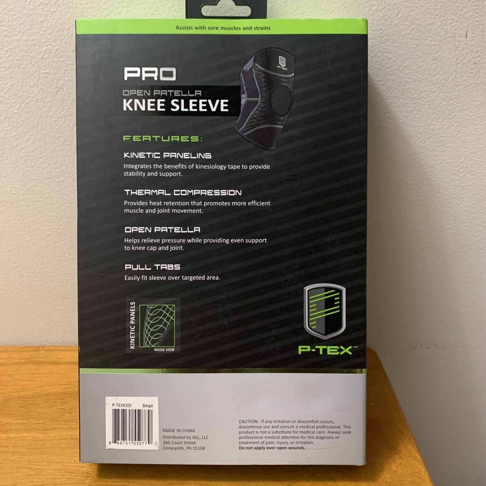 P-TEX ** PRO KNEE SLEEVE ** ” P-TEXK200″ SMALL** BLACK **NEW** Open Patella