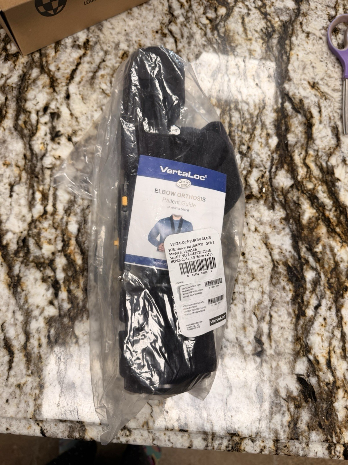VertoLoc Orthosis Elbow Brace Universal Right Elbow Compression Brace