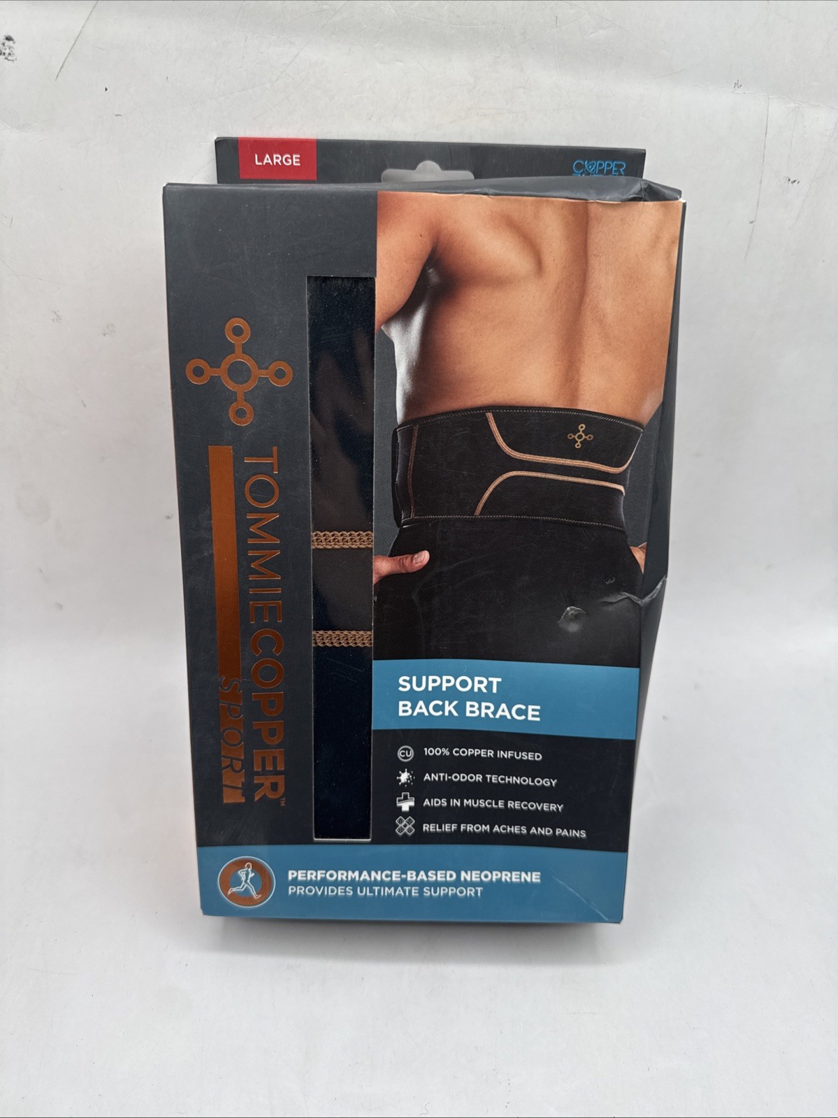 Tommie Copper Support Back Brace Pain Relief Large Black – D19