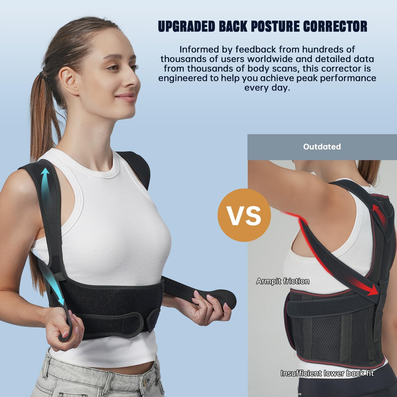 WEARABSTRUSE Back Brace Posture Corrector Medium (Waist: 33～45 Inch), Black