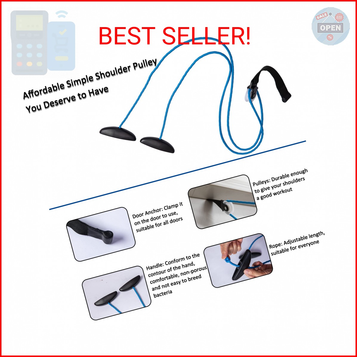 Shoulder Pulley Over The Door Physical Therapy System, Exercise Pulley, Alleviat