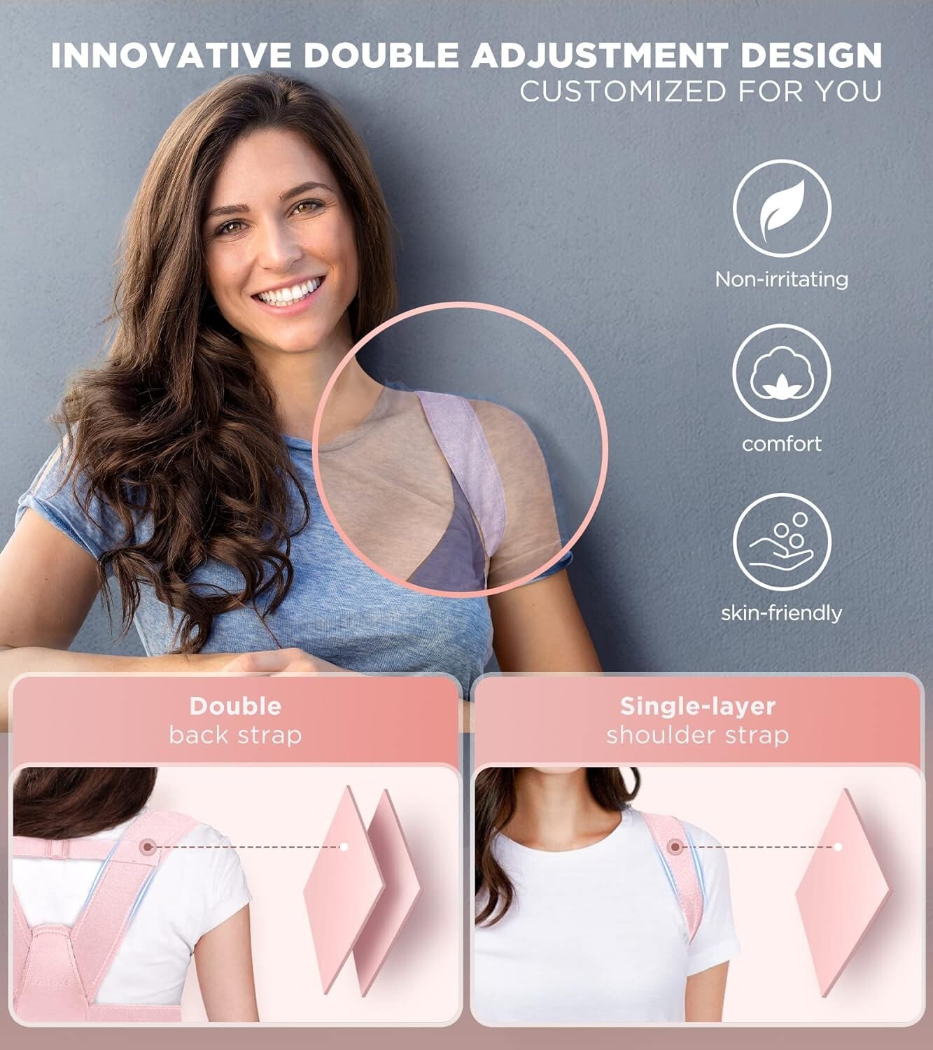 NEW ~ FILLOVE Posture Corrector Magnetic Therapy Back Support Adjustable ~ L/XL