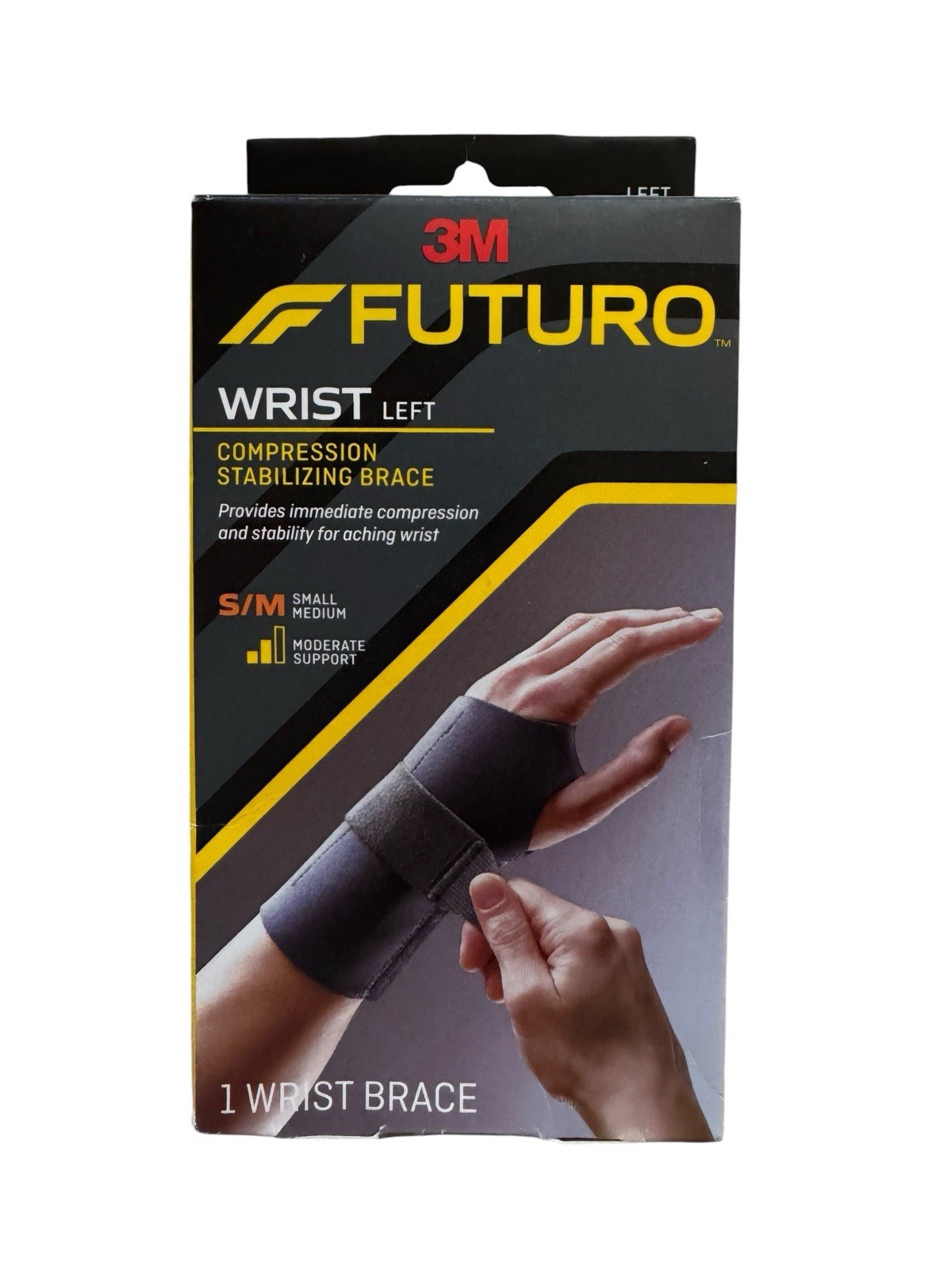 Futuro Wrist Compression Stabilizing Brace Left Hand (Black) Small/Medium