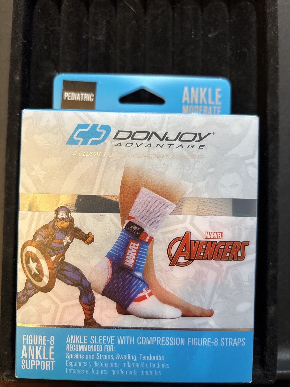 DonJoy Marvel Moderate Figure 8 Compression Ankle Support Sleeve Pediatric Sz