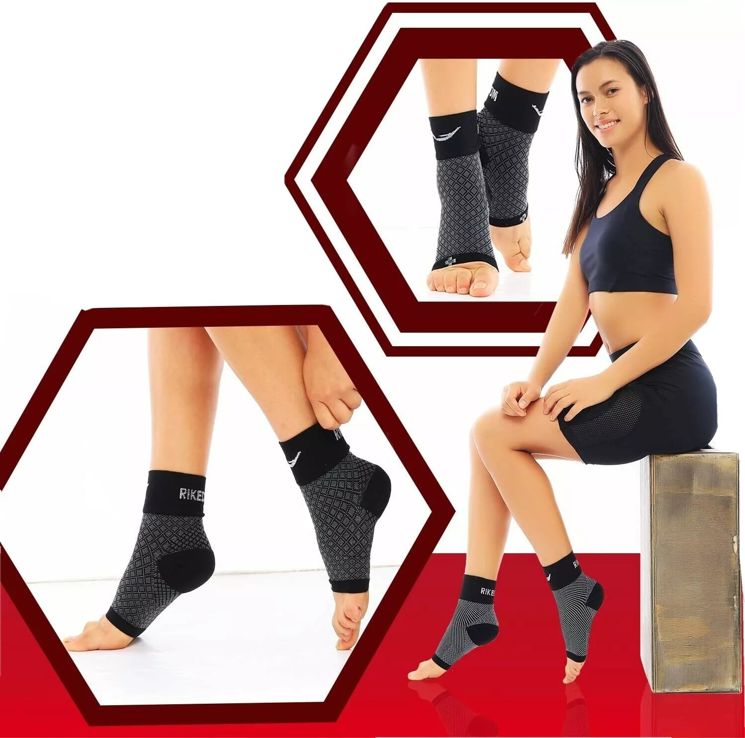 Compression Ankle Socks Foot Heel Sleeve Arthritis Pain Relief feet Support – L