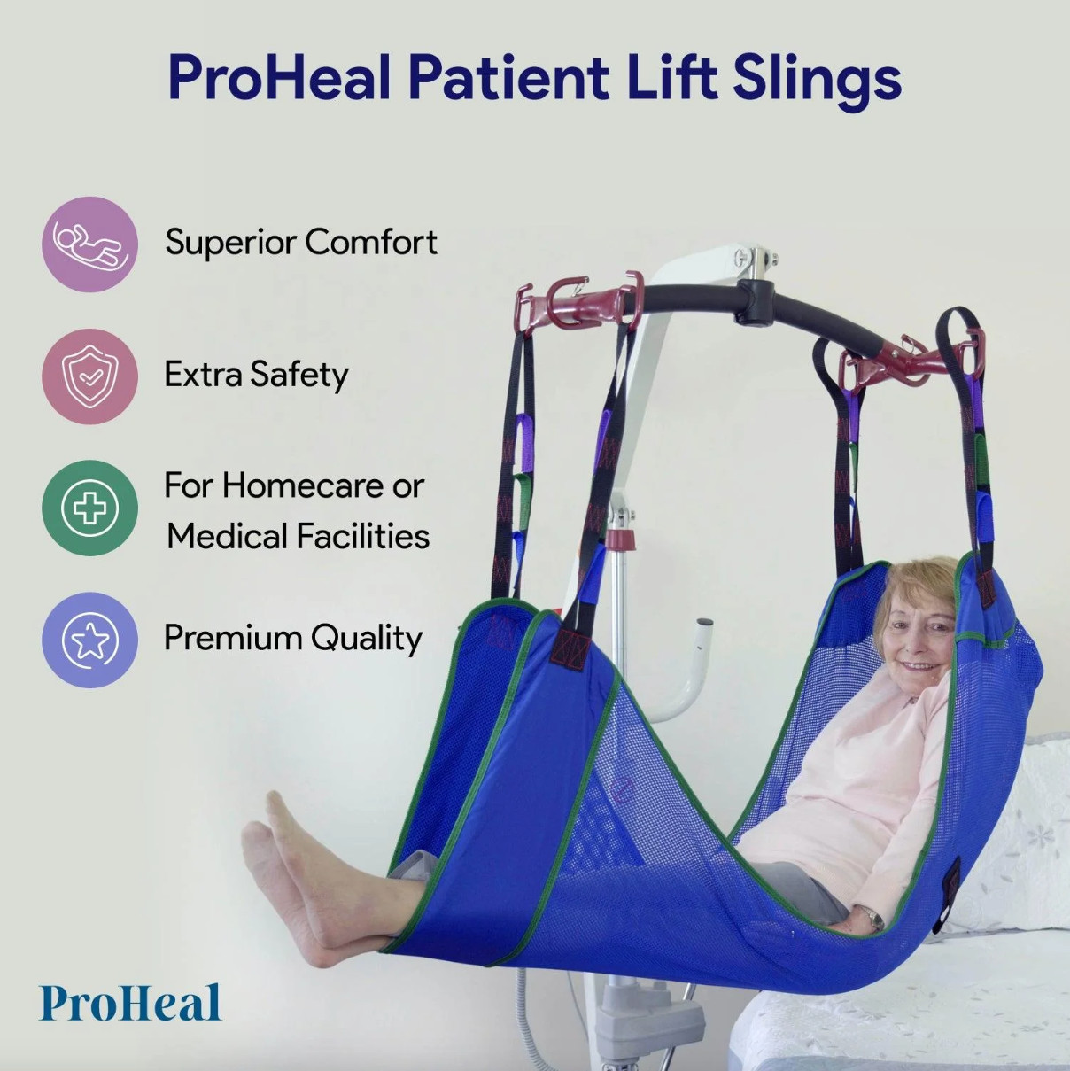 ProHeal Universal Lift U Sling, Medium, 59″L x 38″ Divided Leg for Patient Lift