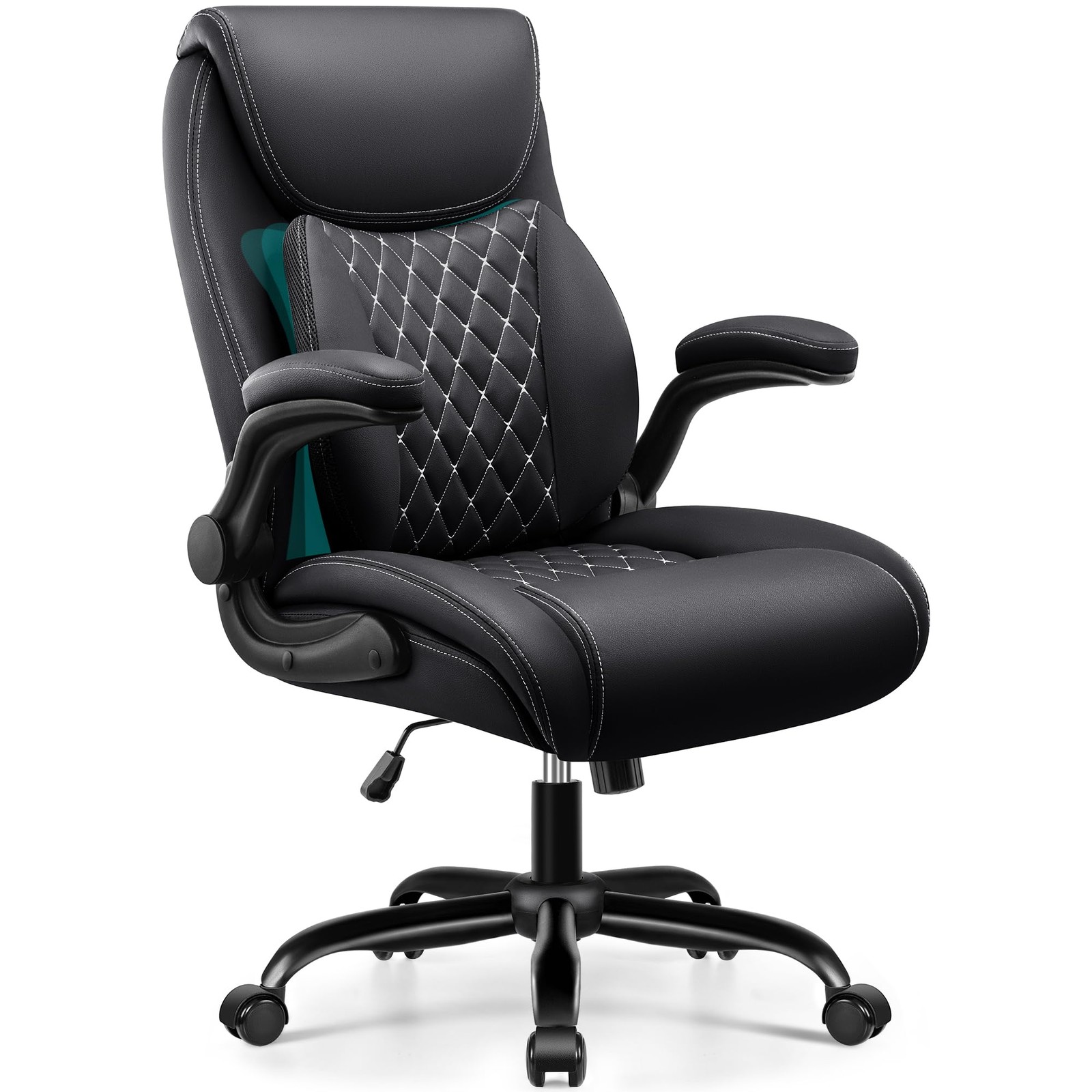 BESTFAIR OFFICE CHAIR, ERGONOMIC LUMBAR SUPPORT LOWER BACK PAIN RELIEF – BLACK