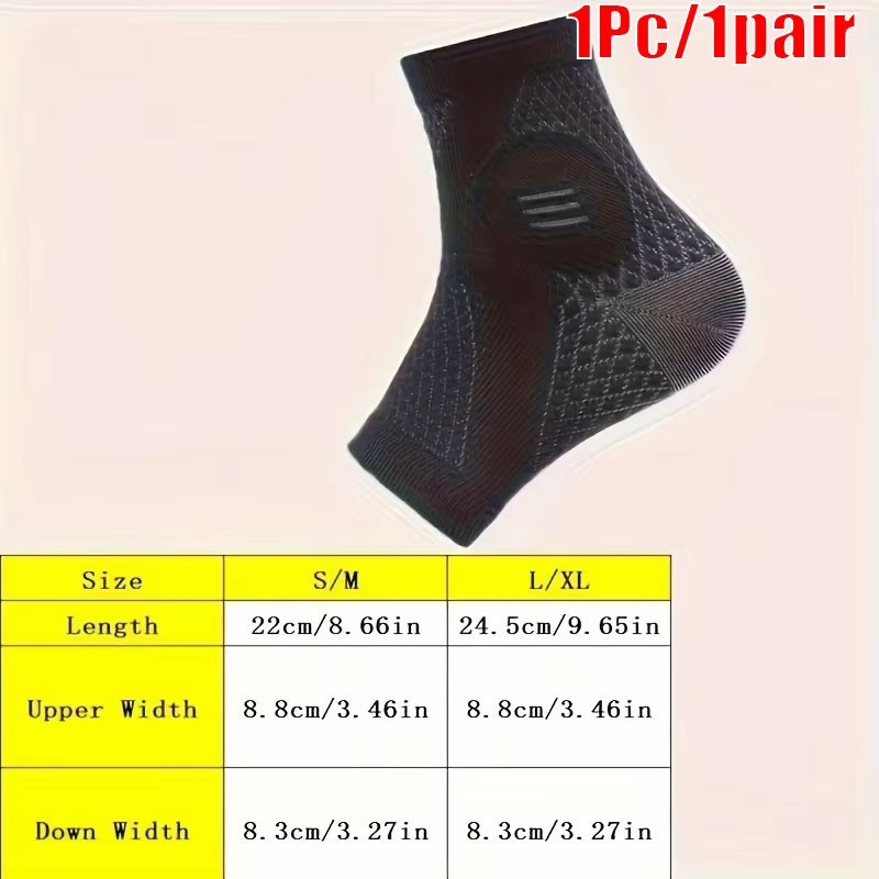 1Pair Adjustable Copper Infused Ankle Support Compression Sleeve for Sports