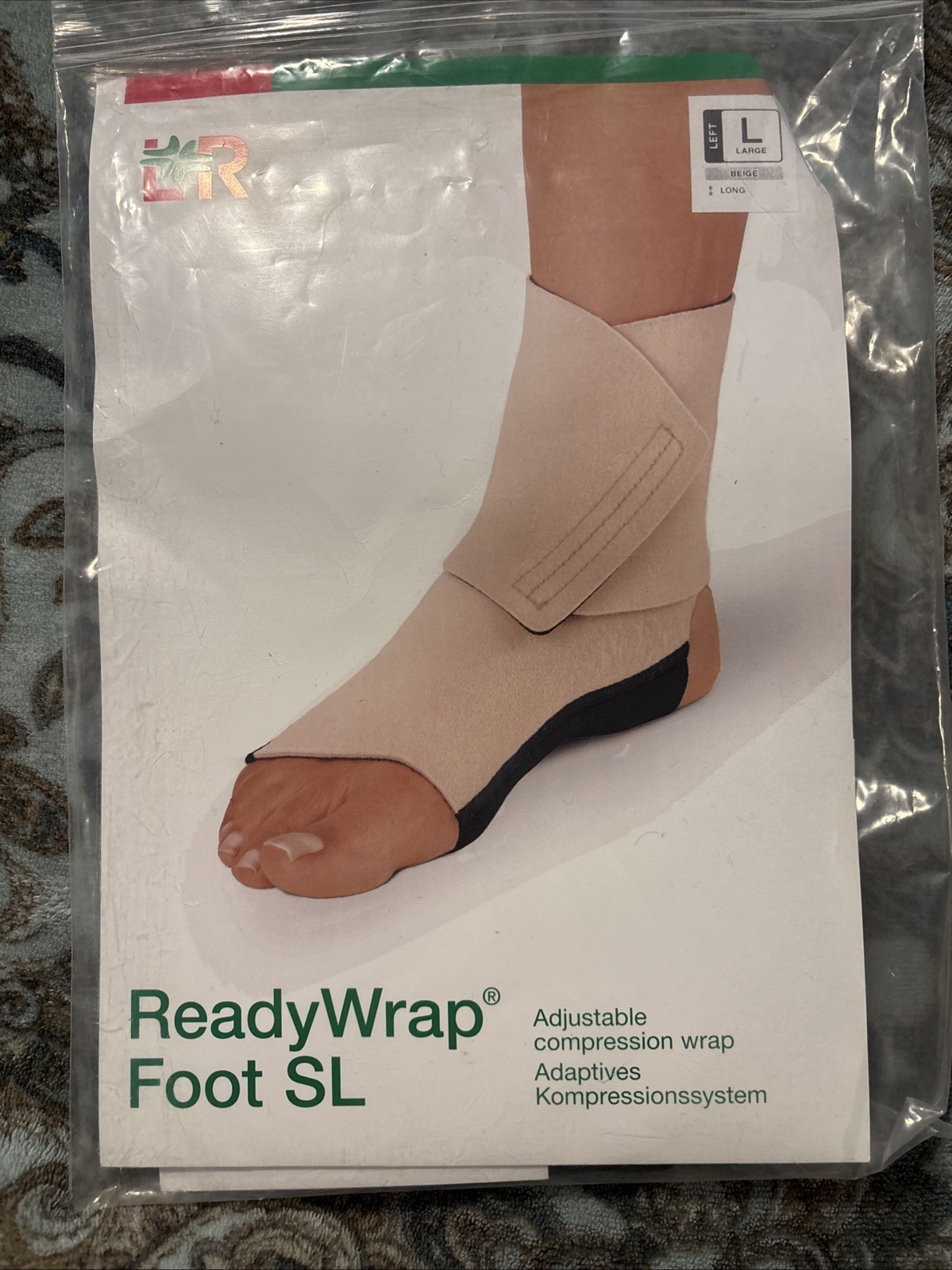 L&R Ready Wrap Compression Foot wrap SL. Size Large Long Left Beige New