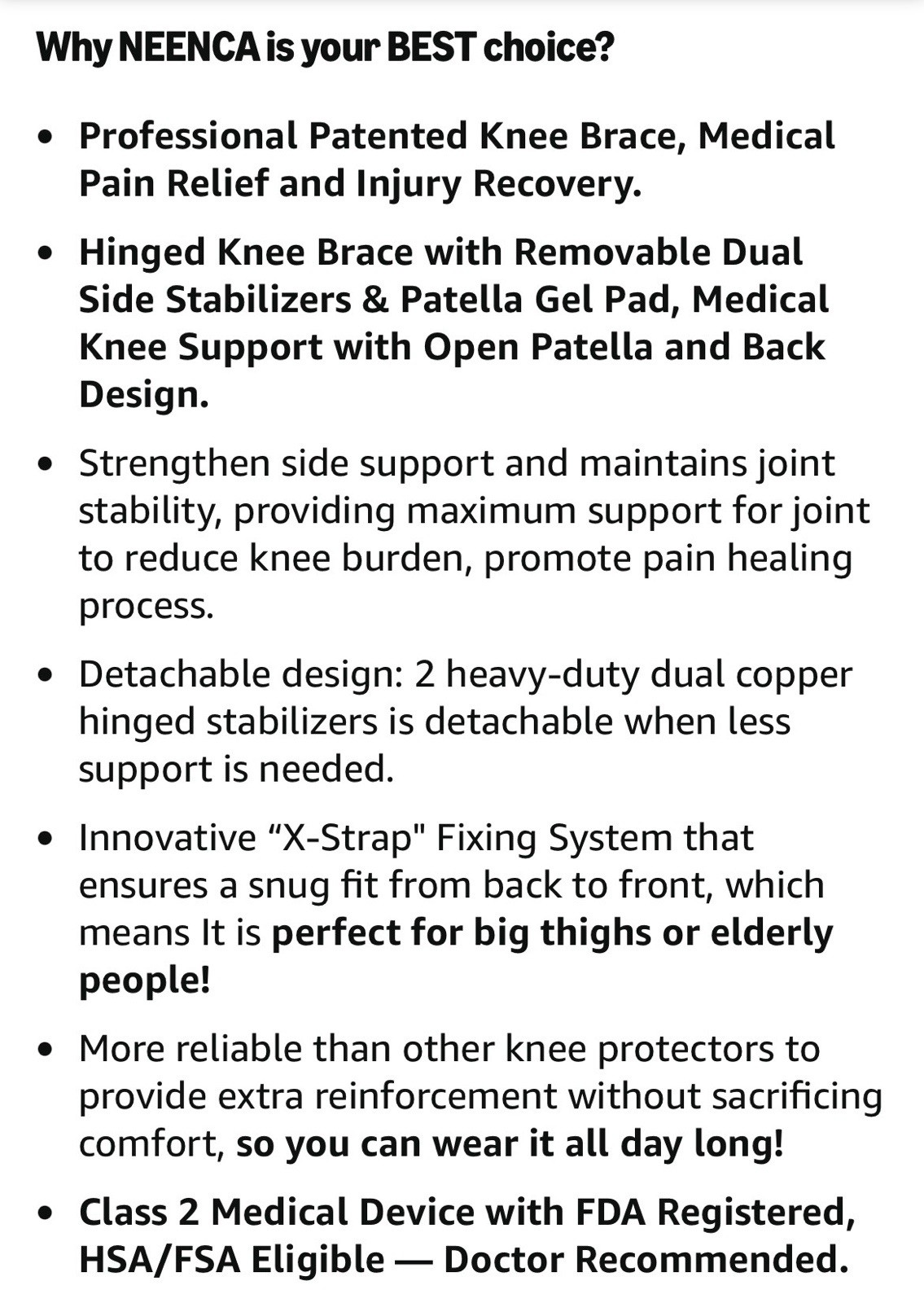 NEENCA Hinged Adjustable Knee Brace, Open Patella Gel Pad, Black