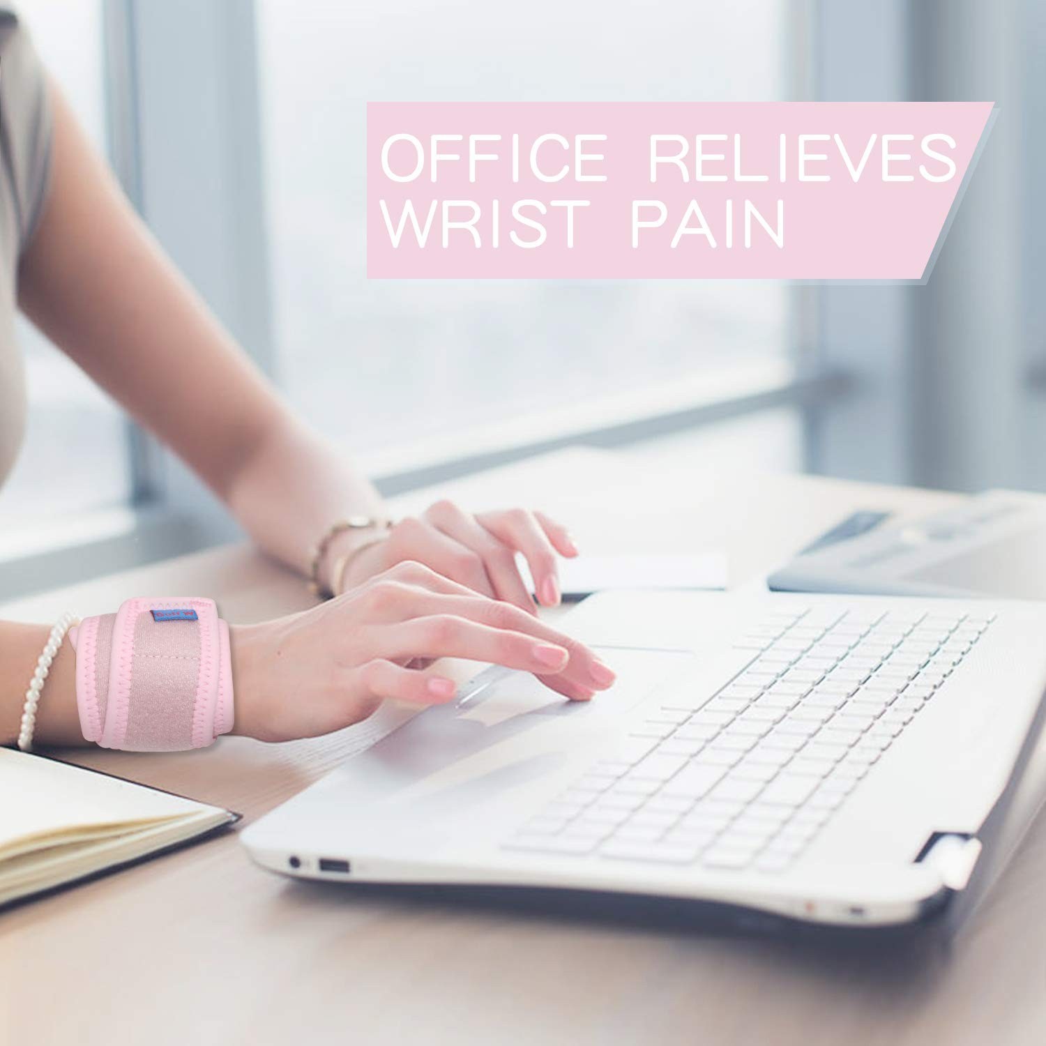 2-Pack Adjustable Wrist Brace for Carpal Tunnel Relief & Injury Support – Pink