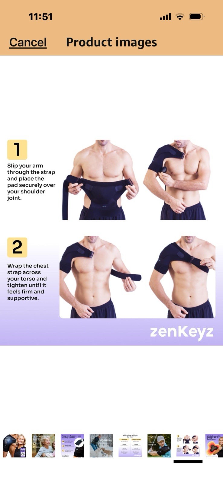 ZENKEYZ Shoulder Brace Compression & Support Unisex Black Sm/Med NEW Sealed
