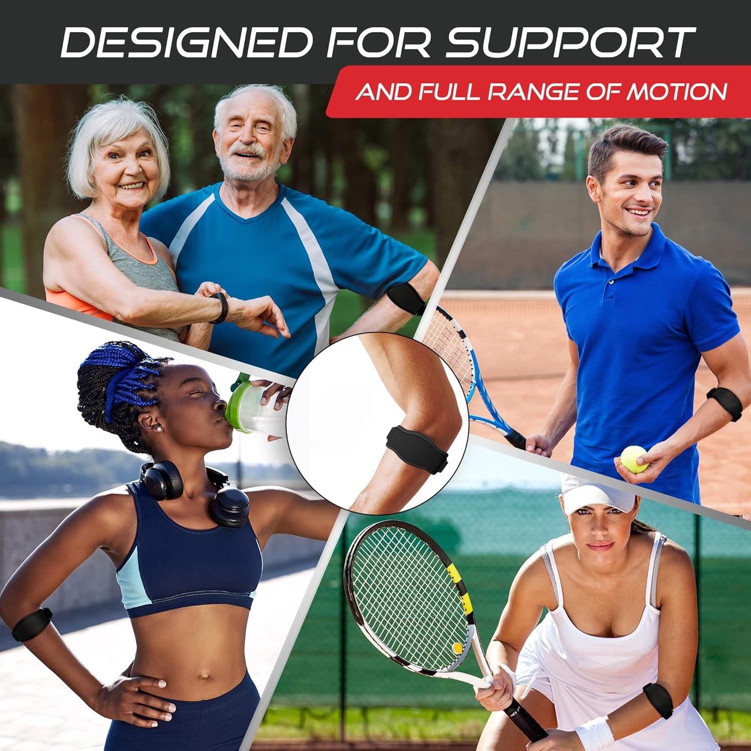 Tennis & Golfer’s Elbow Brace for Men & Women – Adjustable Elbow Strap with C…