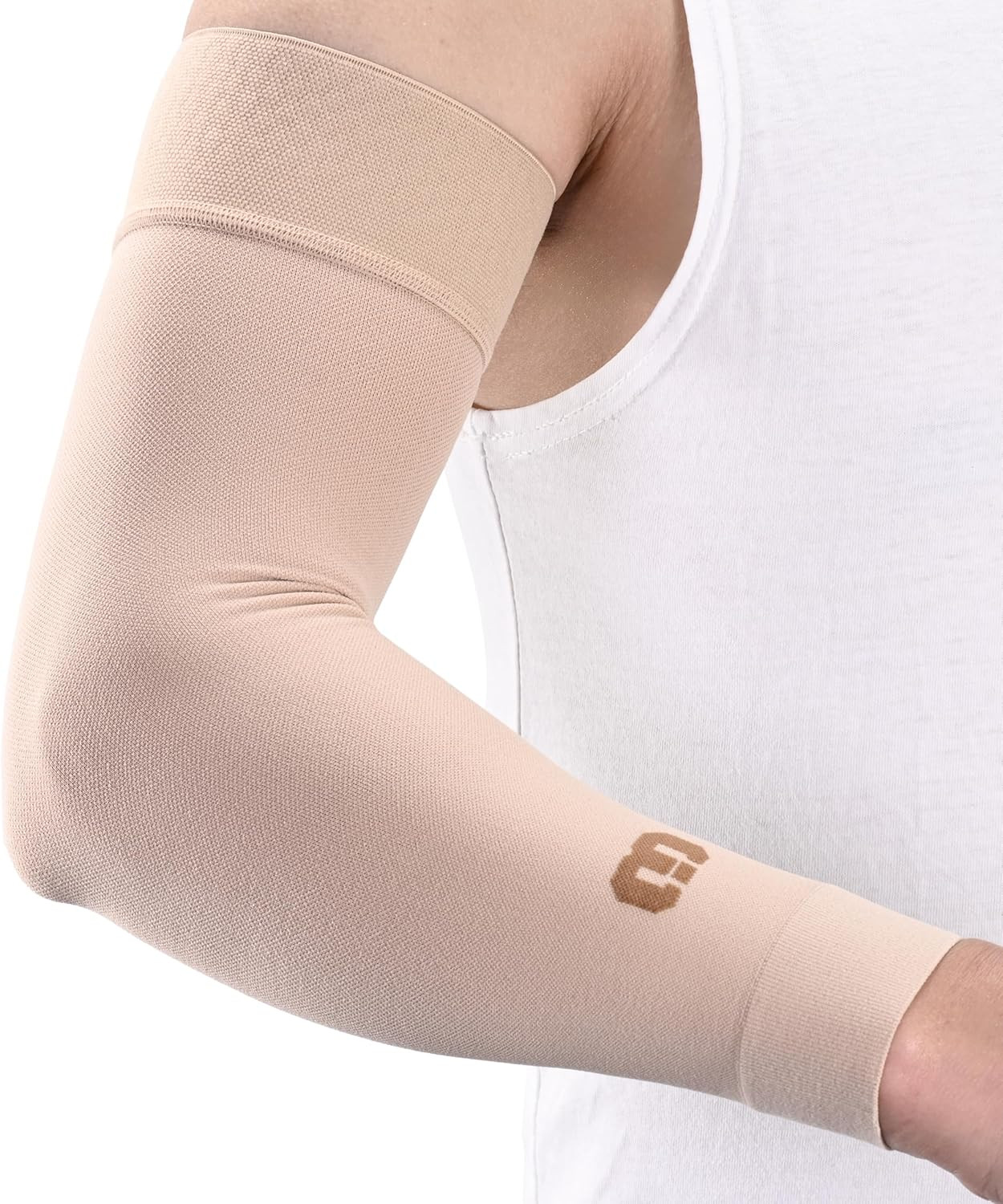 Lymphedema Compression Arm Sleeve for Women Men, Opaque, 15-20 Mmhg Compression