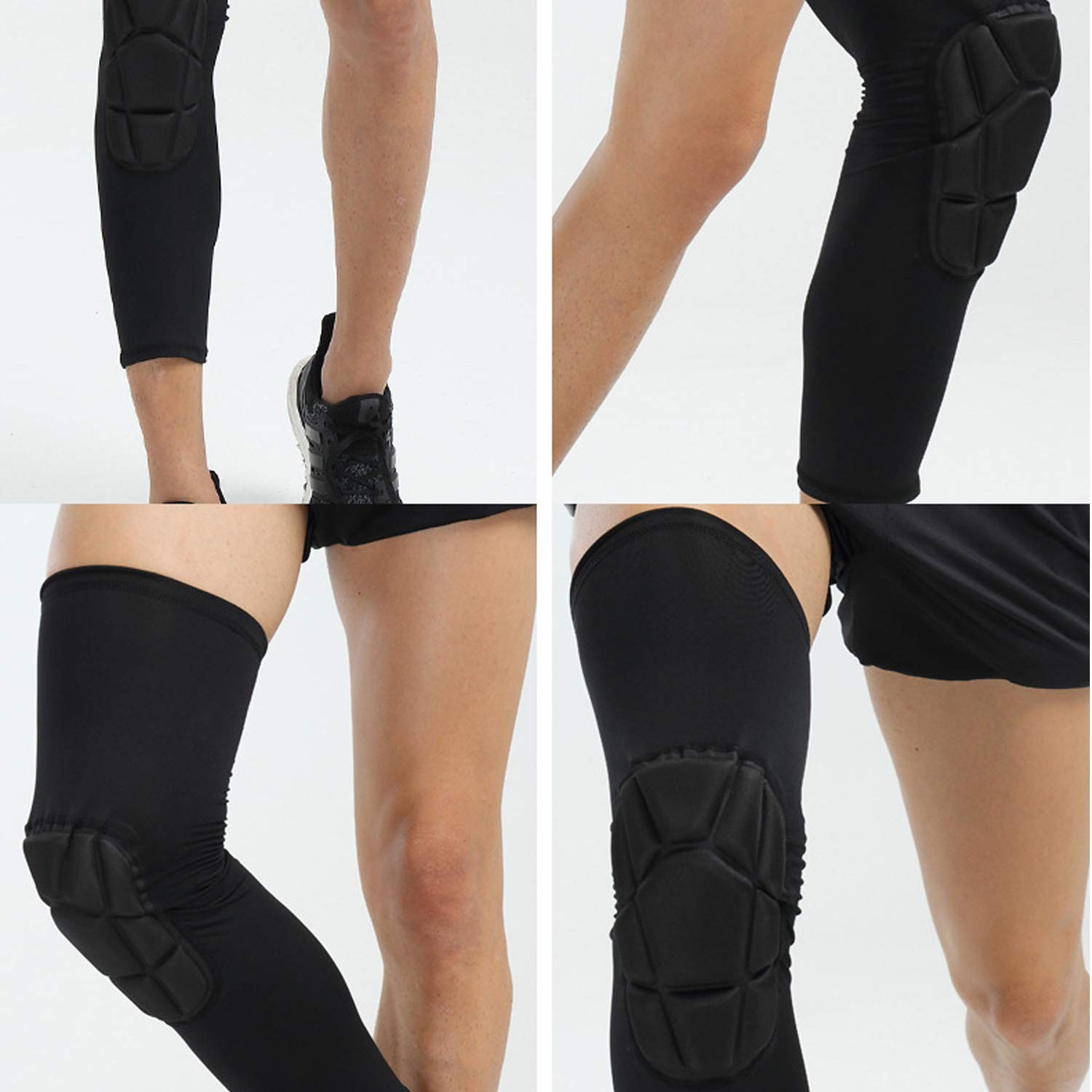 Knee Padded Compression Leg Sleeve Thigh Guard Sports Protective Gear 2 Pack