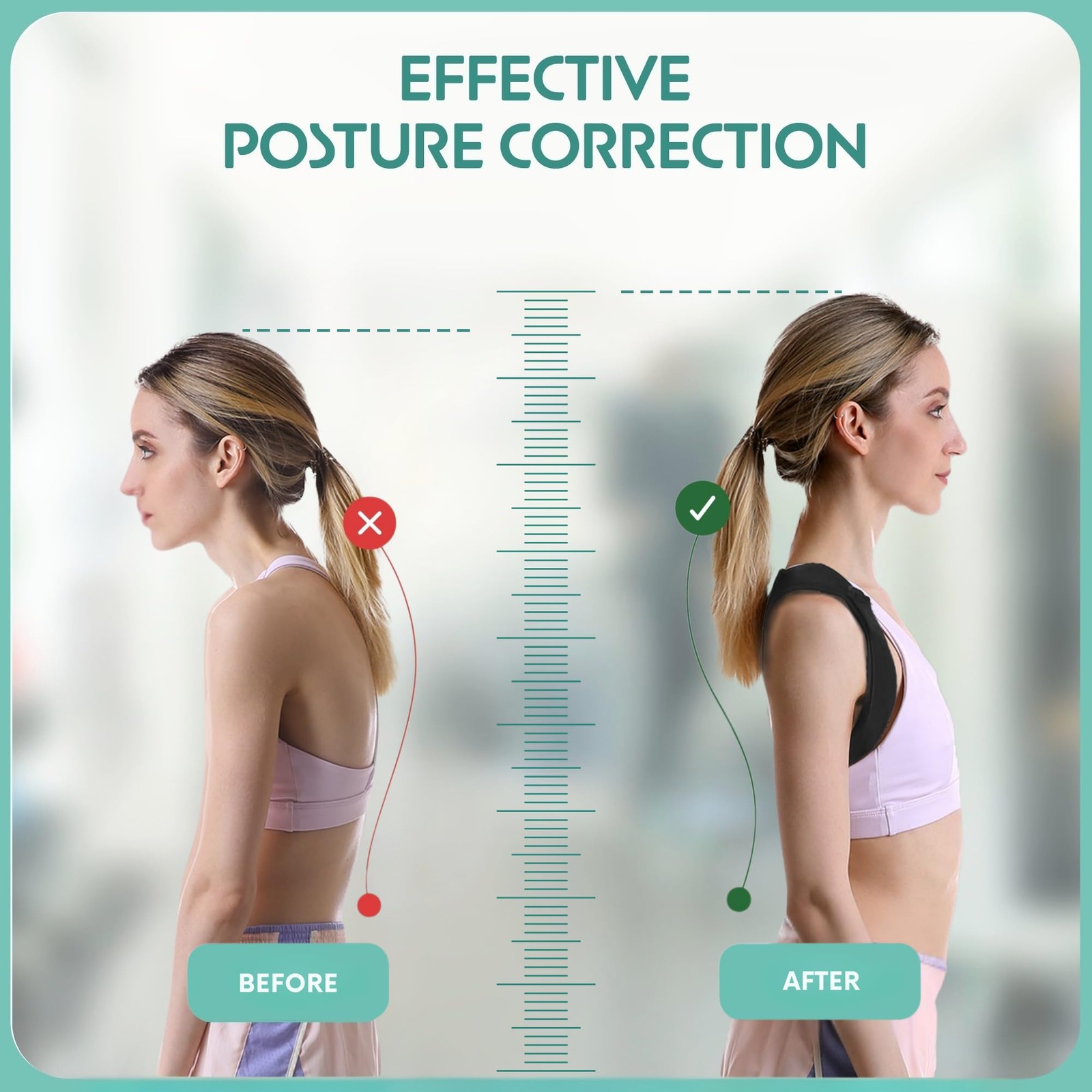 SOUVITA Posture Corrector for Women & Men – Fully Universal Size, Black