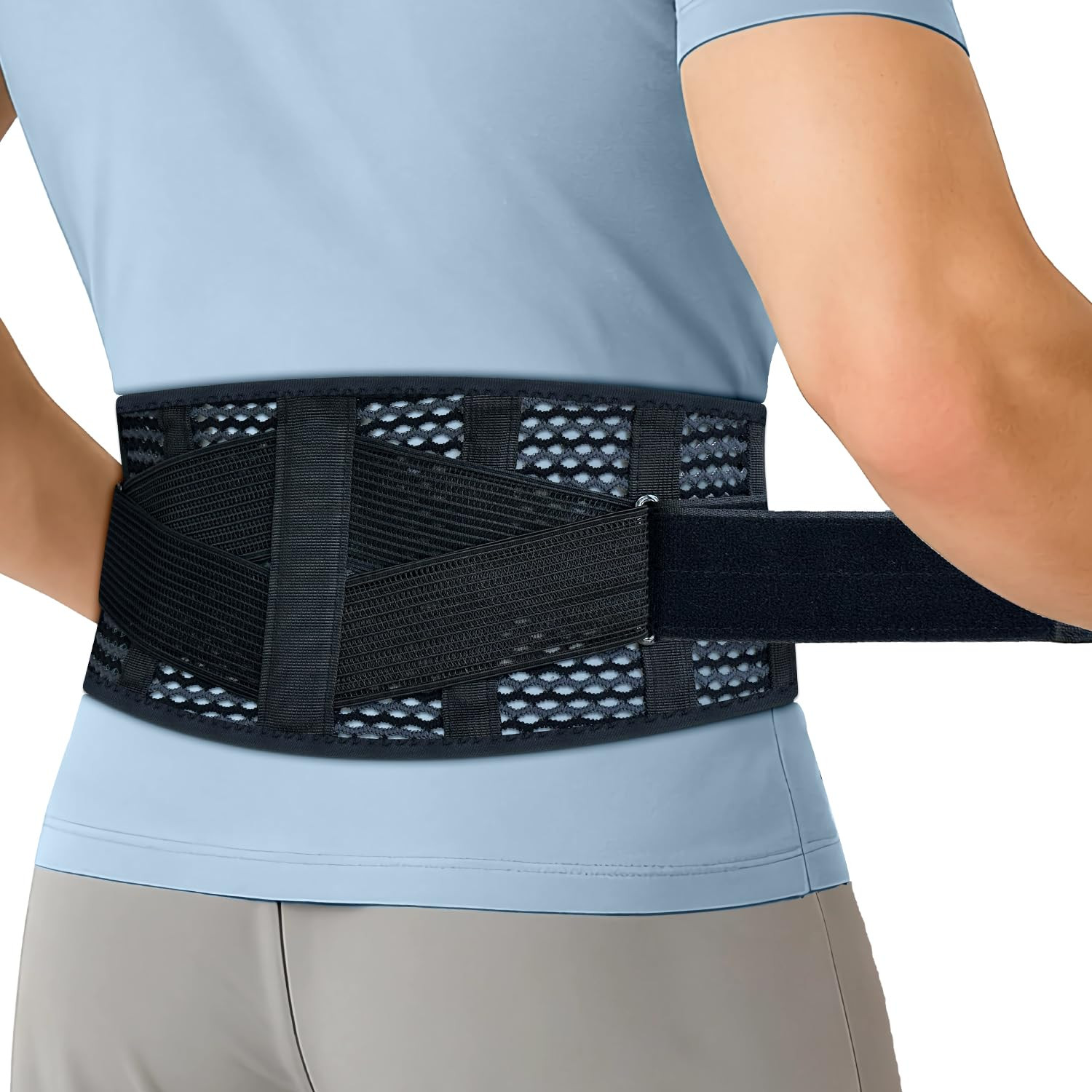 Breathable Back Brace for Lower Back Pain Relief – Lightweight 3D Air-Mesh Lumba