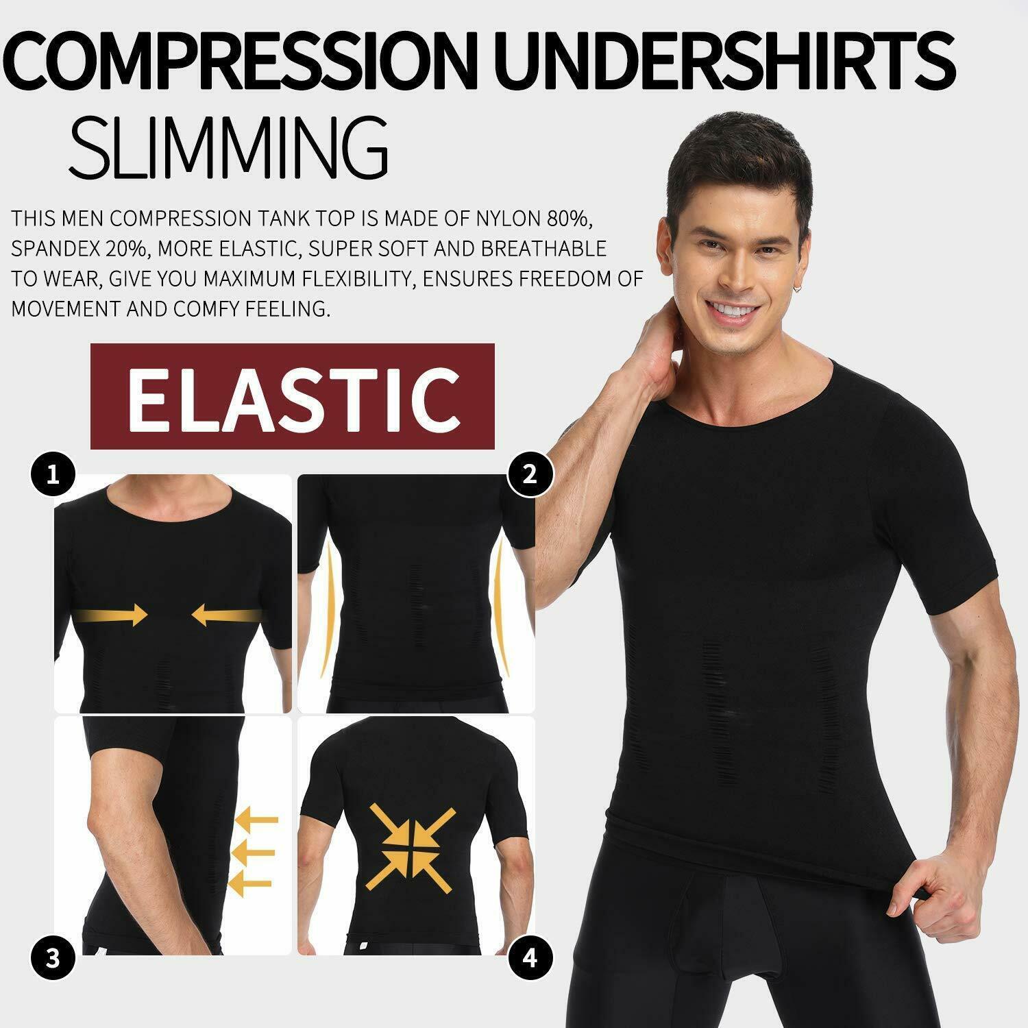 Men’s Shirt Core Compression Support Fit Short Sleeve Crew Neck Body Shaper Tops
