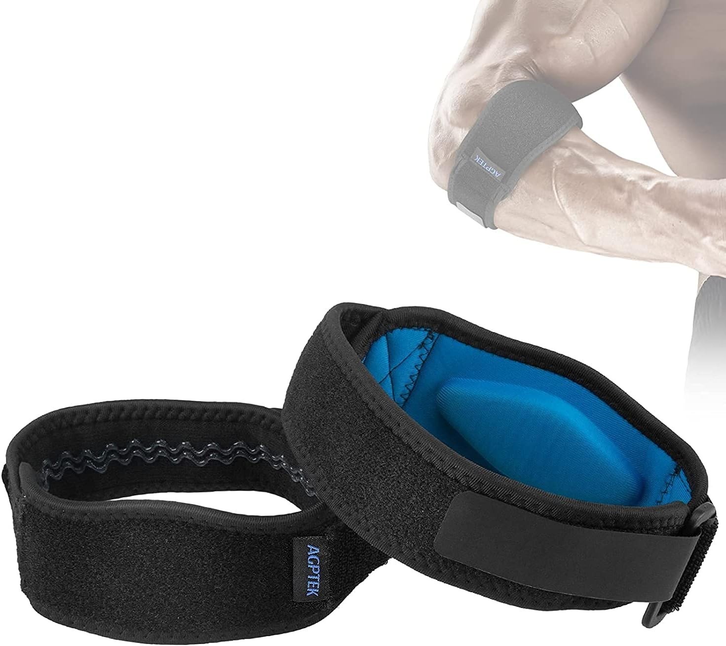 Adjustable Elbow Brace for Tennis & Golfers Elbow – 2 Pack for Pain Relief