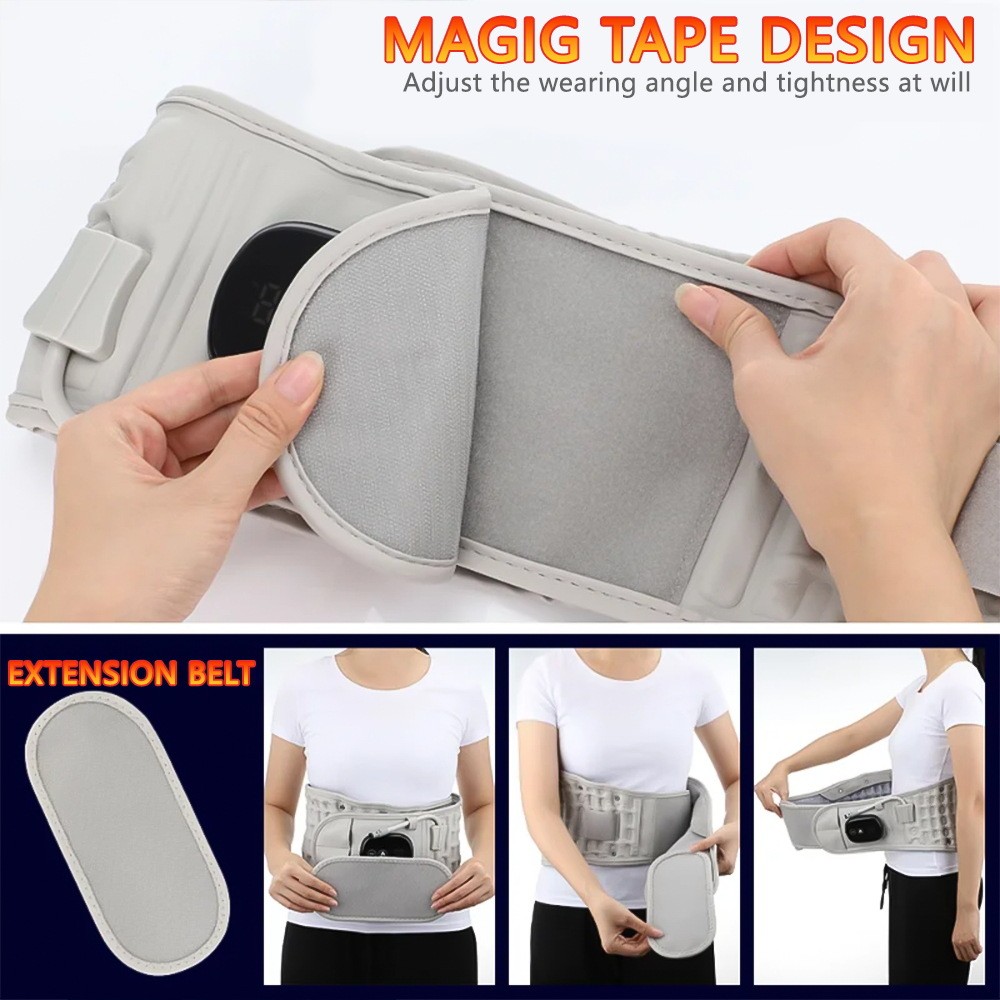 Back Decompression Belt Red Light Heat Vibration Spinal Air Traction Massage US