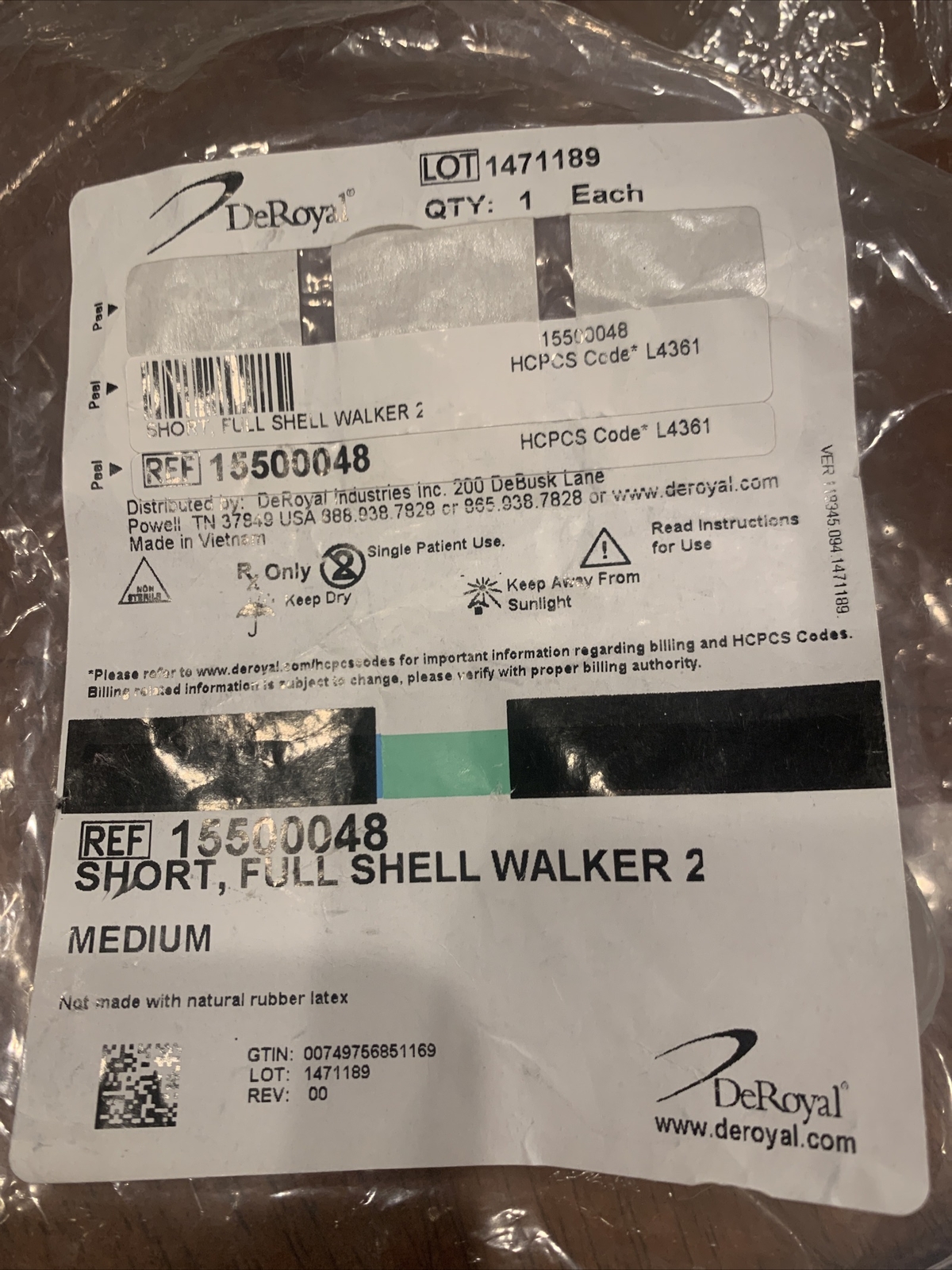 DEROYAL (SMALL) Full Shell Walker 2 Boot W/ Pump Ankle Strain, Sprain Surgery