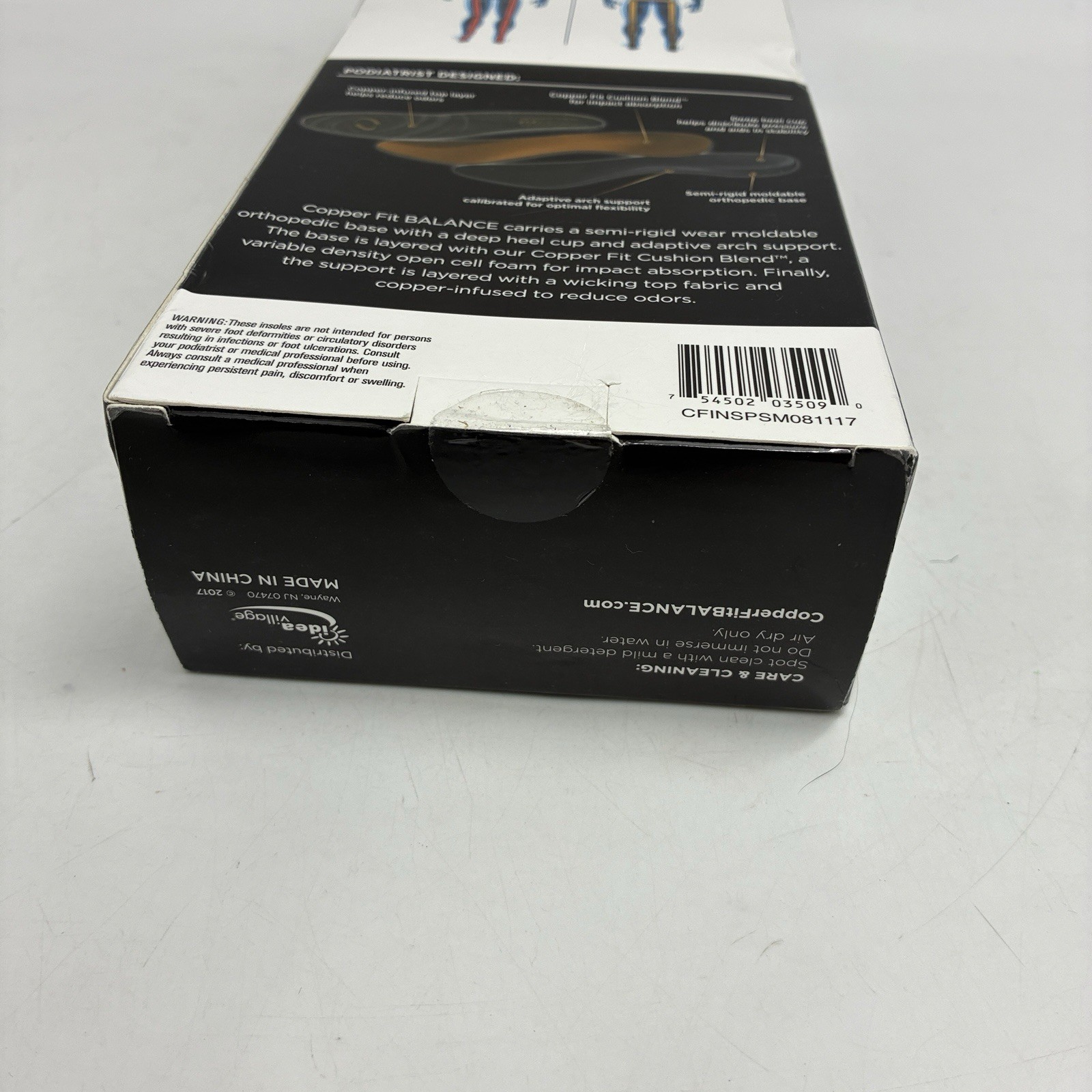 Copper Fit Balance Performance Orthotic Insoles Small One Pair New