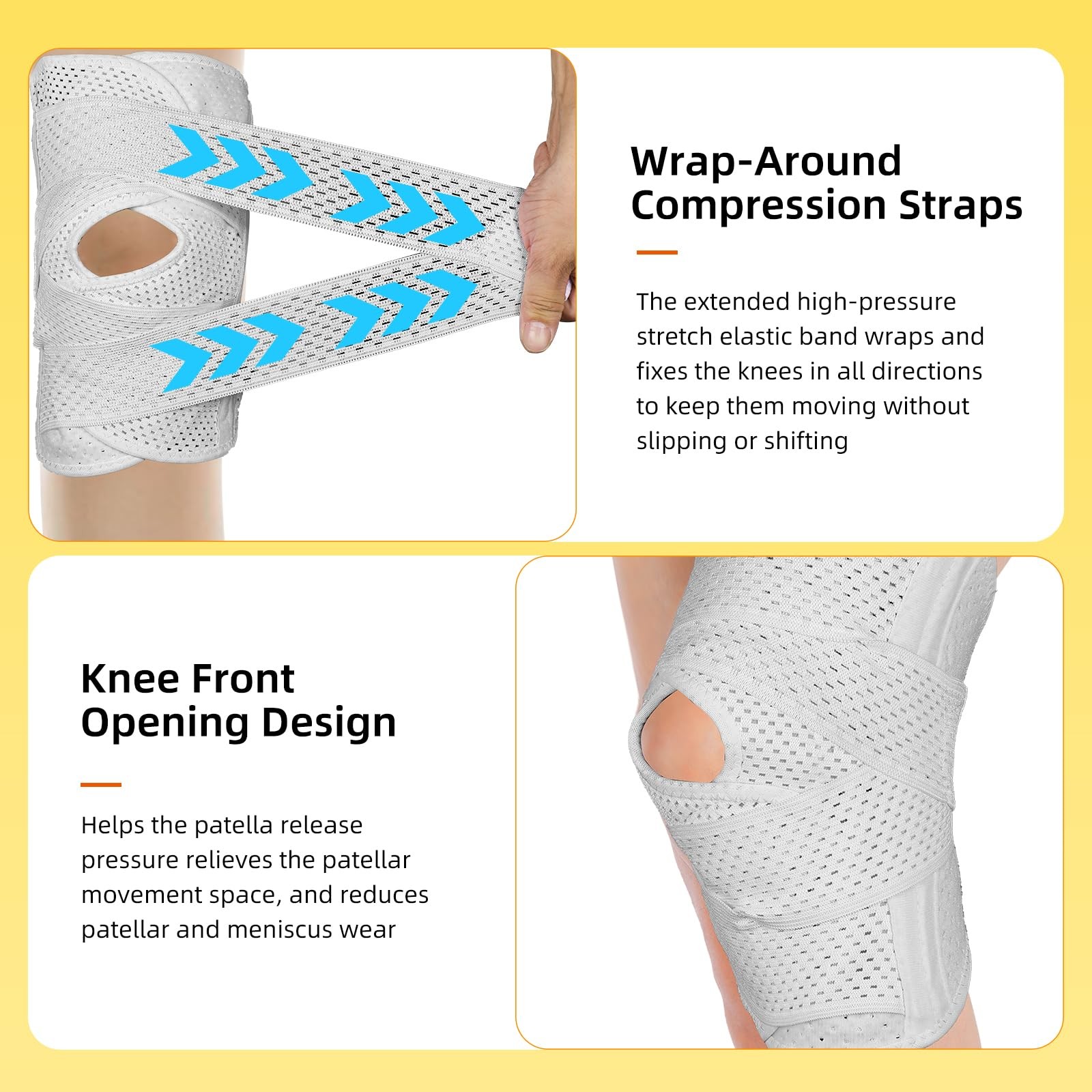 Malloraned Knee Brace for Women Men,Adjustable XXX-Large, White