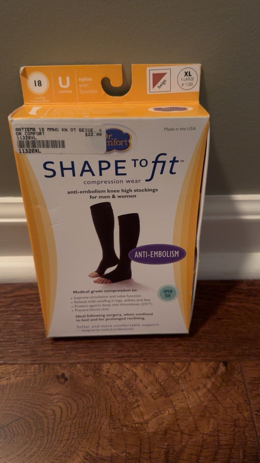 Dr. Comfort Shape to Fit Compression Wear Unisex Open Toe Beige XL 11320 NEW