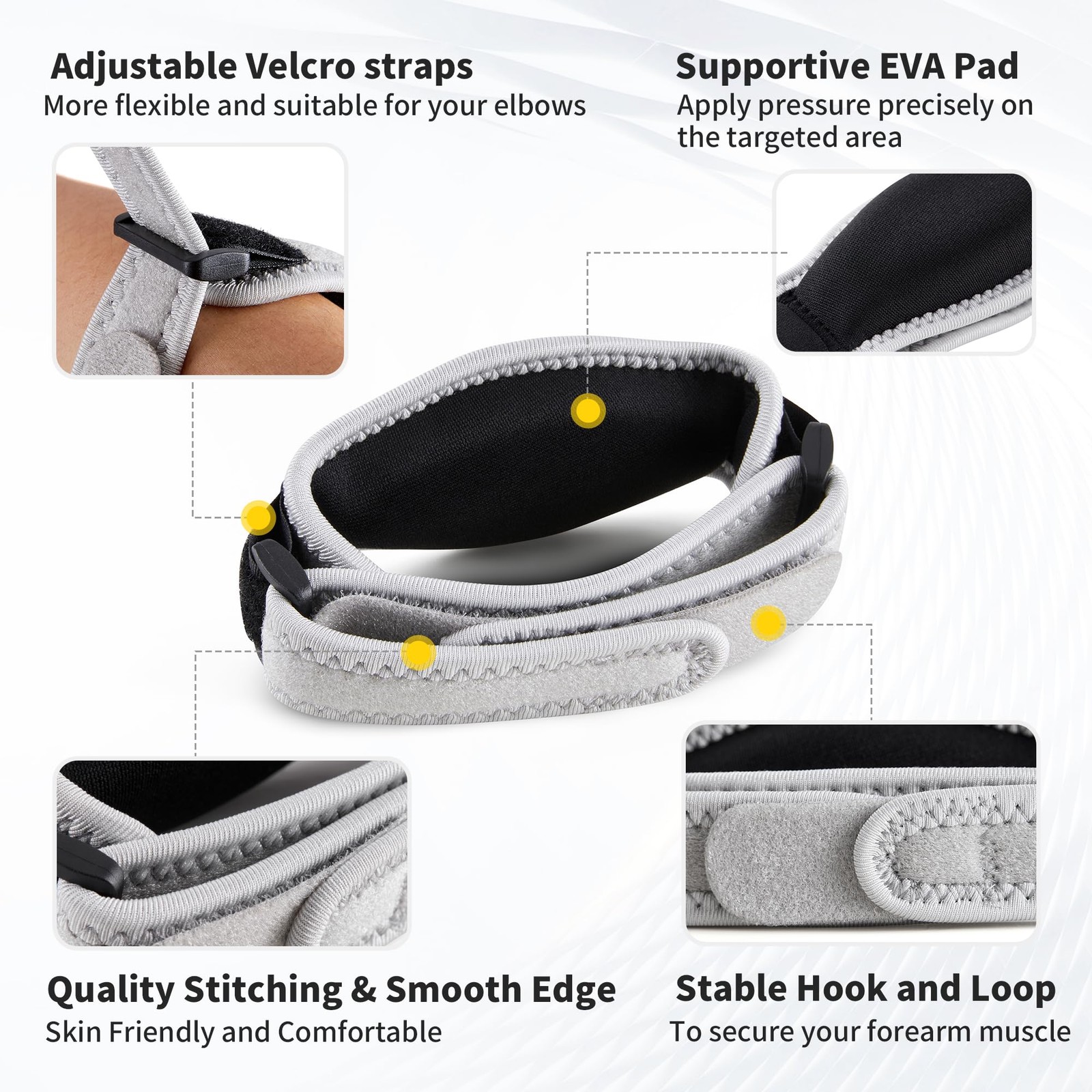 CAMBIVO 2 Pack Tennis Elbow Brace for Men & 2 Count (Pack of 1), Light Gray