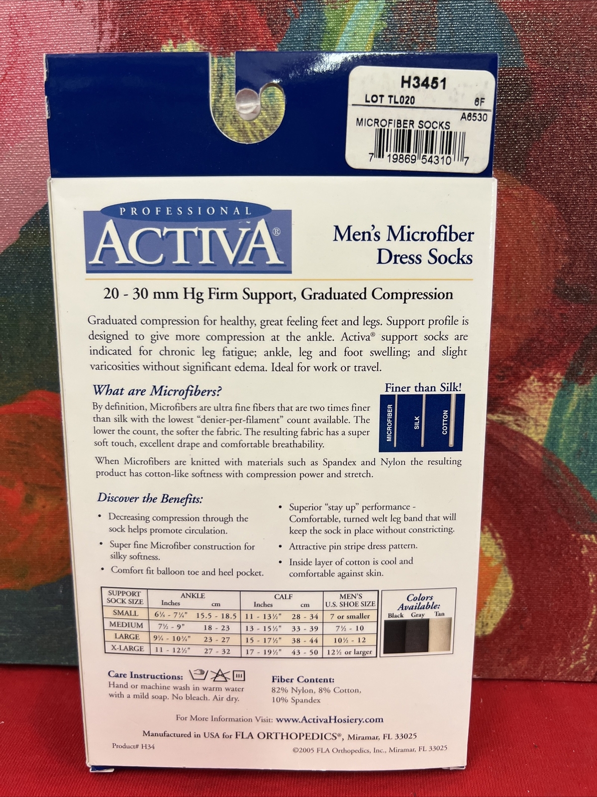 ACTIVA Microfiber Dress Socks Men 20-30mmHG Graduated Compression Grey Small NIB