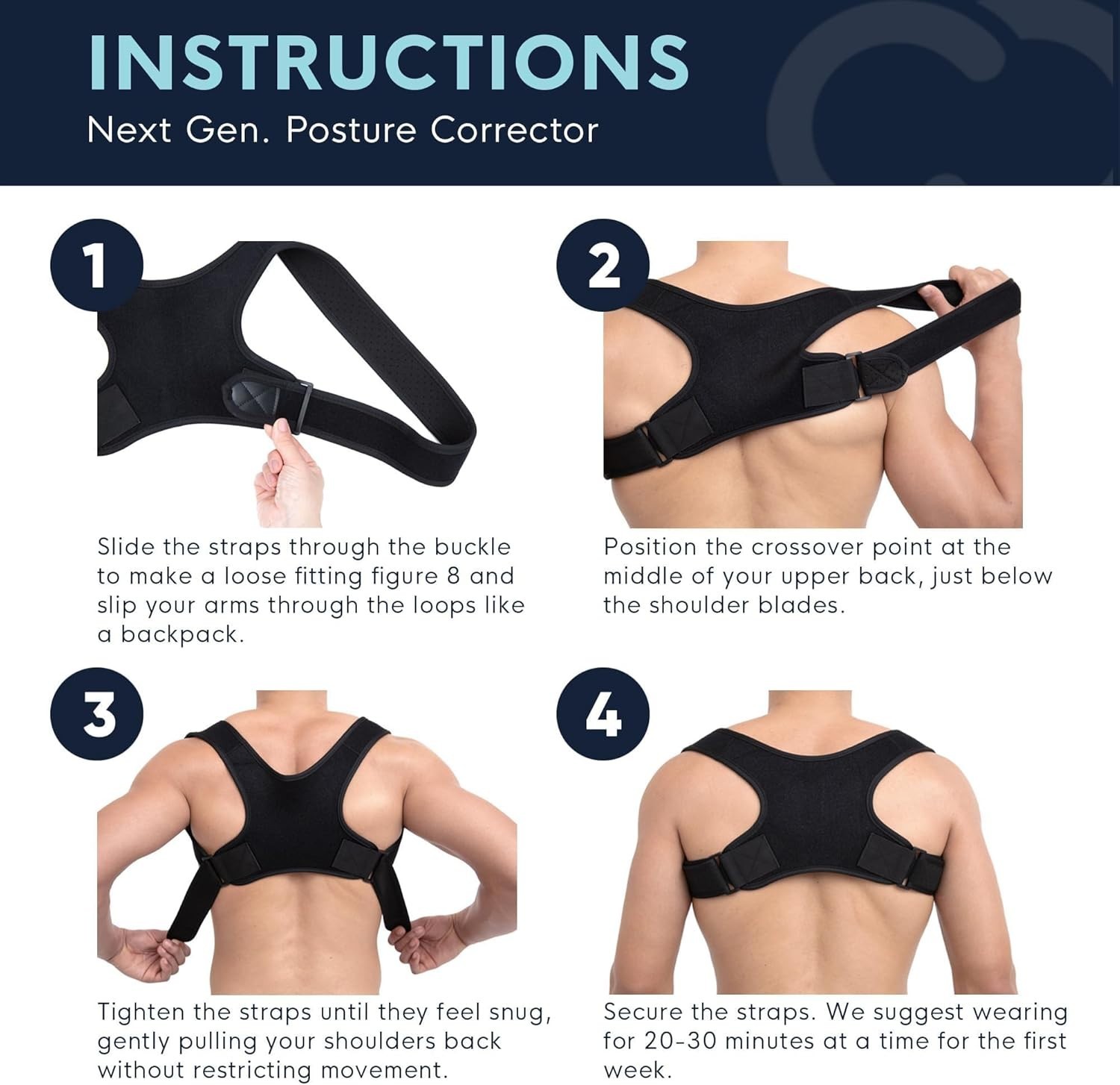 Posture Corrector for Men & Women – Adjustable Copper Infused Orthopedic Brac…
