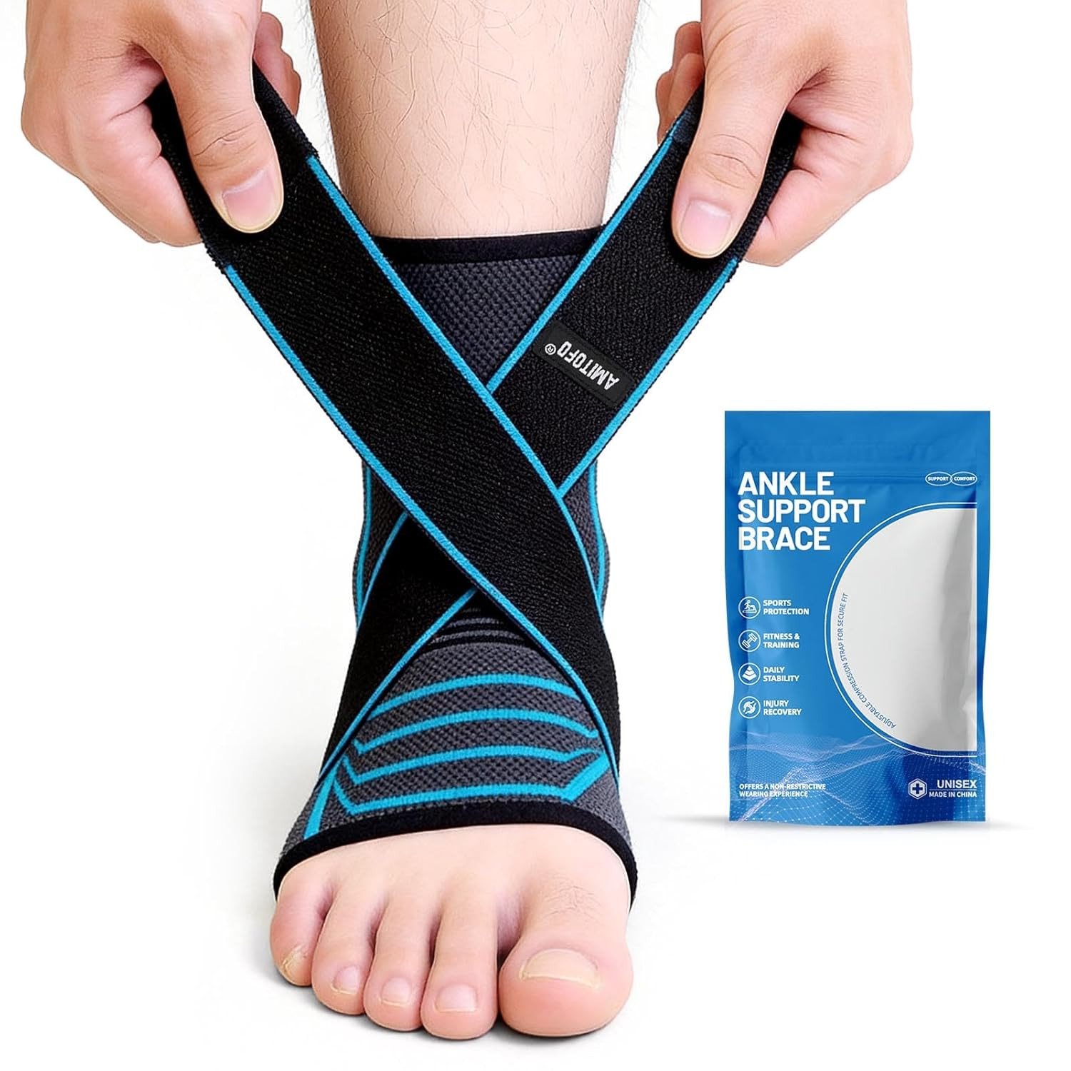 Ankle Brace for Sprained Ankle, Plantar Fasciitis & Achilles Tendonitis Relief,